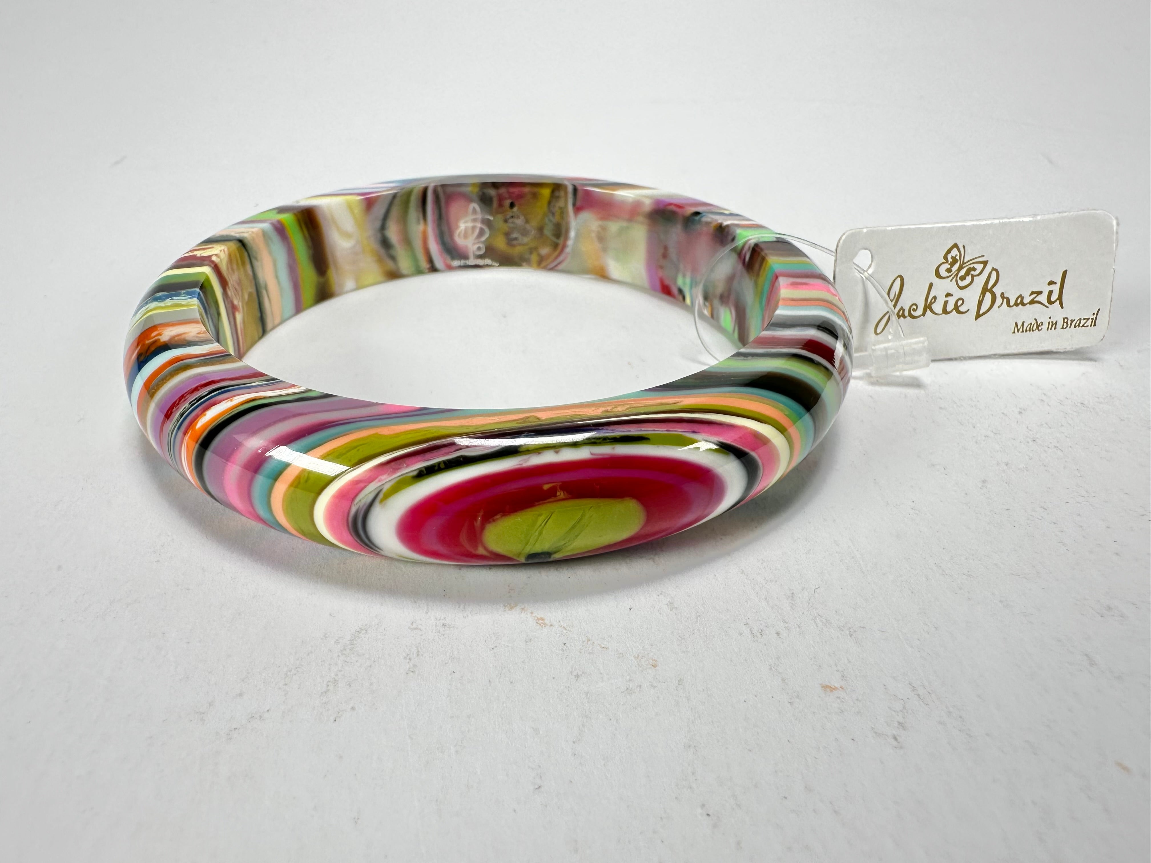 Jackie Brazil "Thin Cat Eye" Liquorice Allsorts with Cat Eye Mix Colours 1.3cm Resin Bangle ( B1151 )