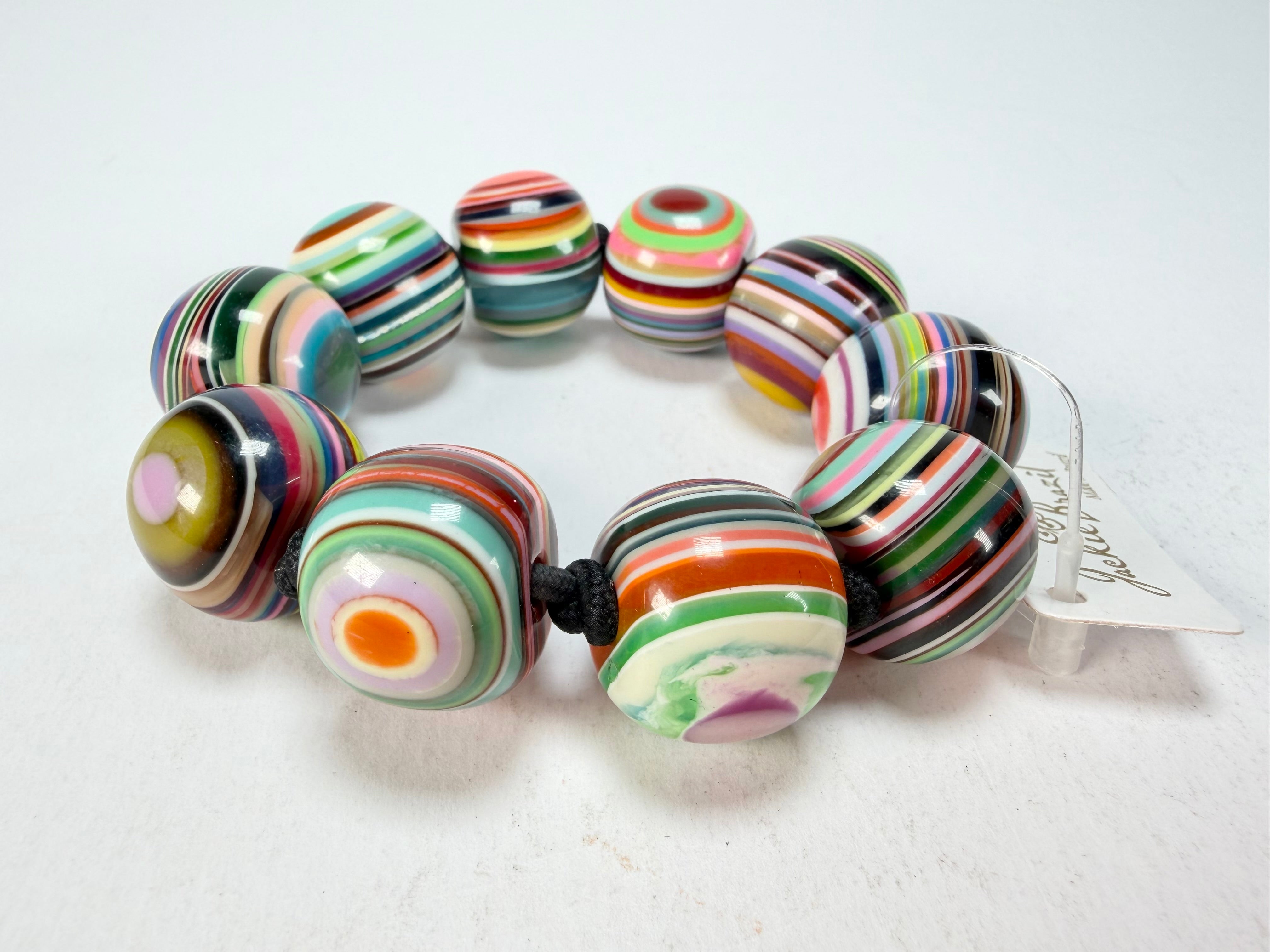 Jackie Brazil "Cat Eyes" Liquorice Allsorts Balls Mix Colours Resin Bracelet ( B0885 )