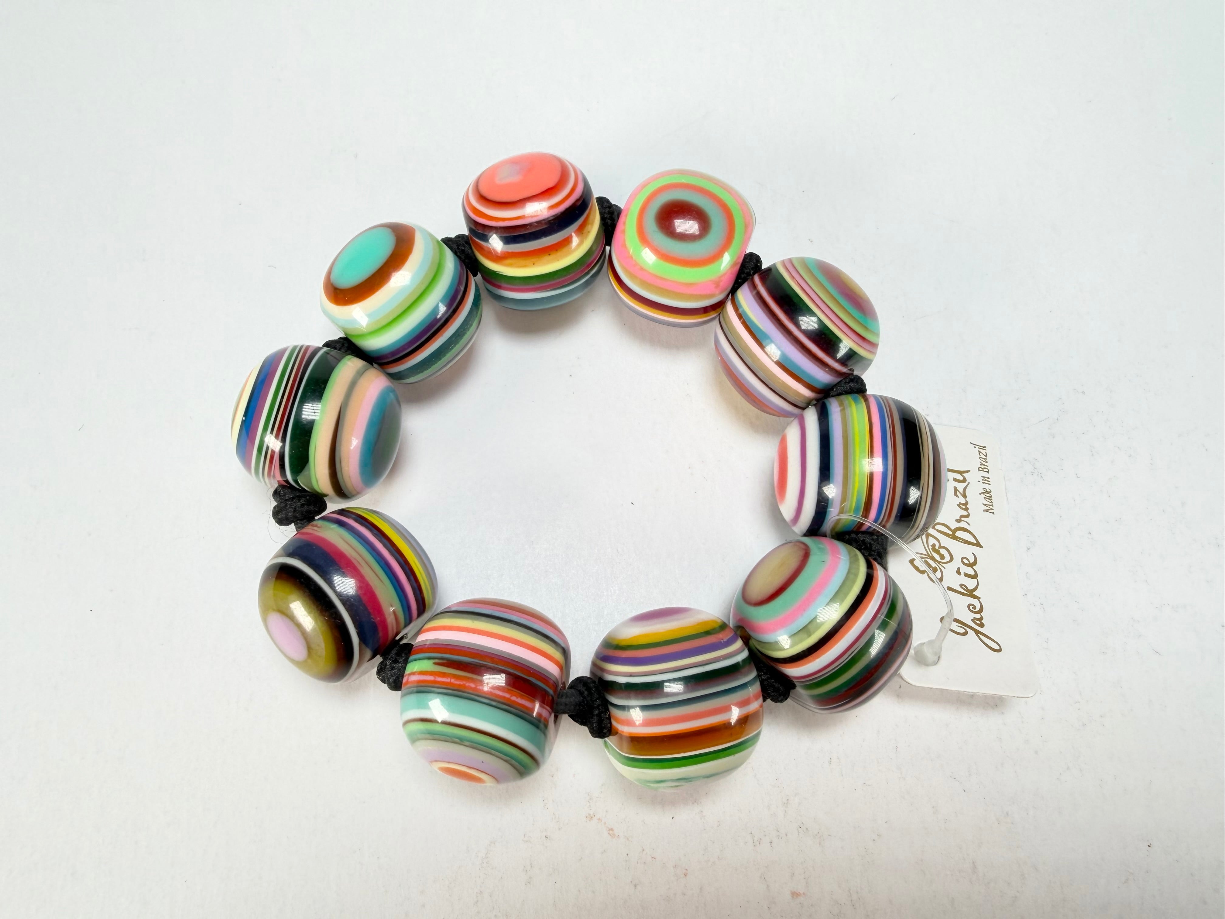 Jackie Brazil "Cat Eyes" Liquorice Allsorts Balls Mix Colours Resin Bracelet ( B0885 )