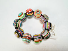 Jackie Brazil "Cat Eyes" Liquorice Allsorts Balls Mix Colours Resin Bracelet ( B0885 )