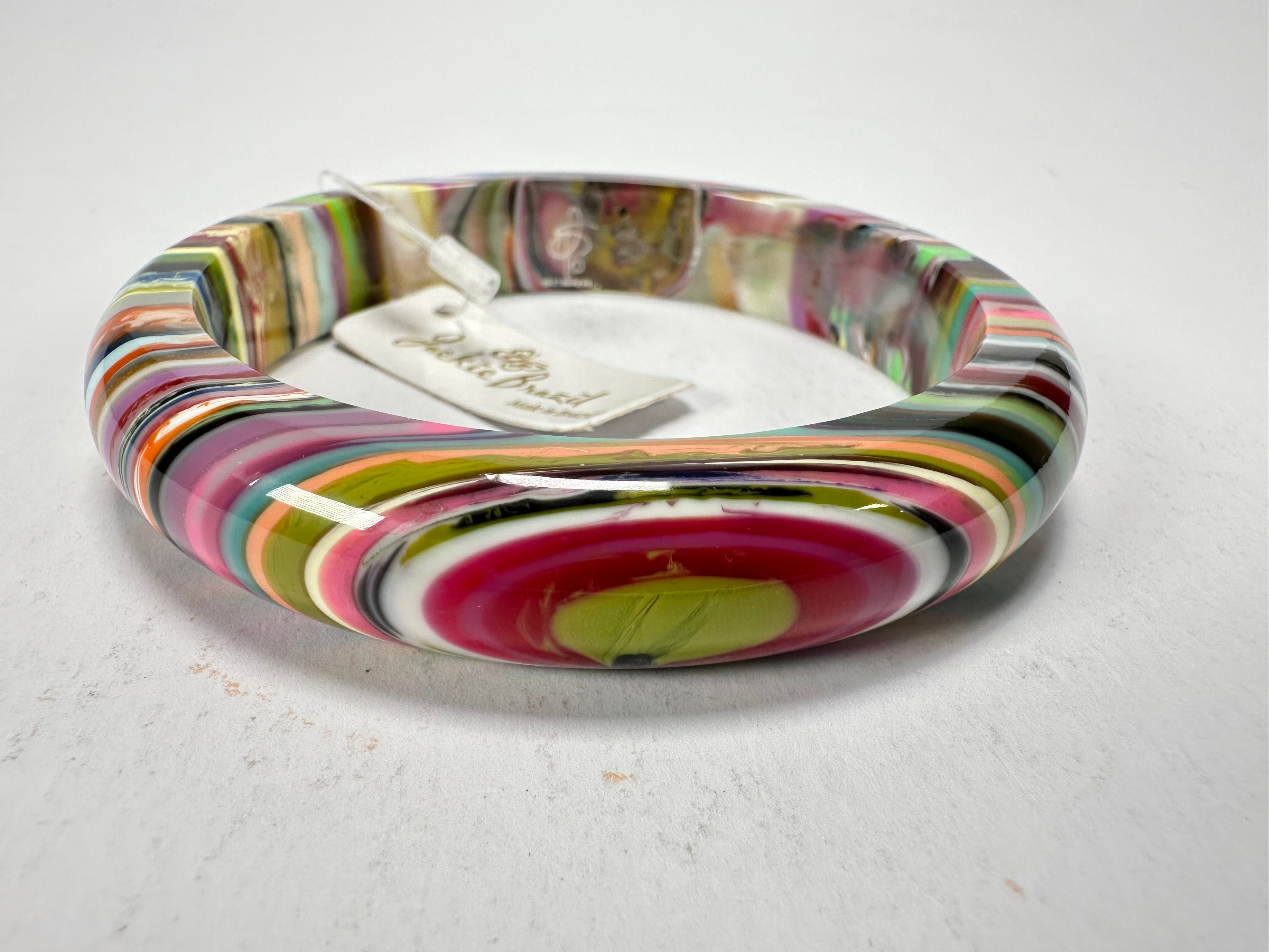 Jackie Brazil "Thin Cat Eye" Liquorice Allsorts with Cat Eye Mix Colours 1.3cm Resin Bangle ( B1151 )