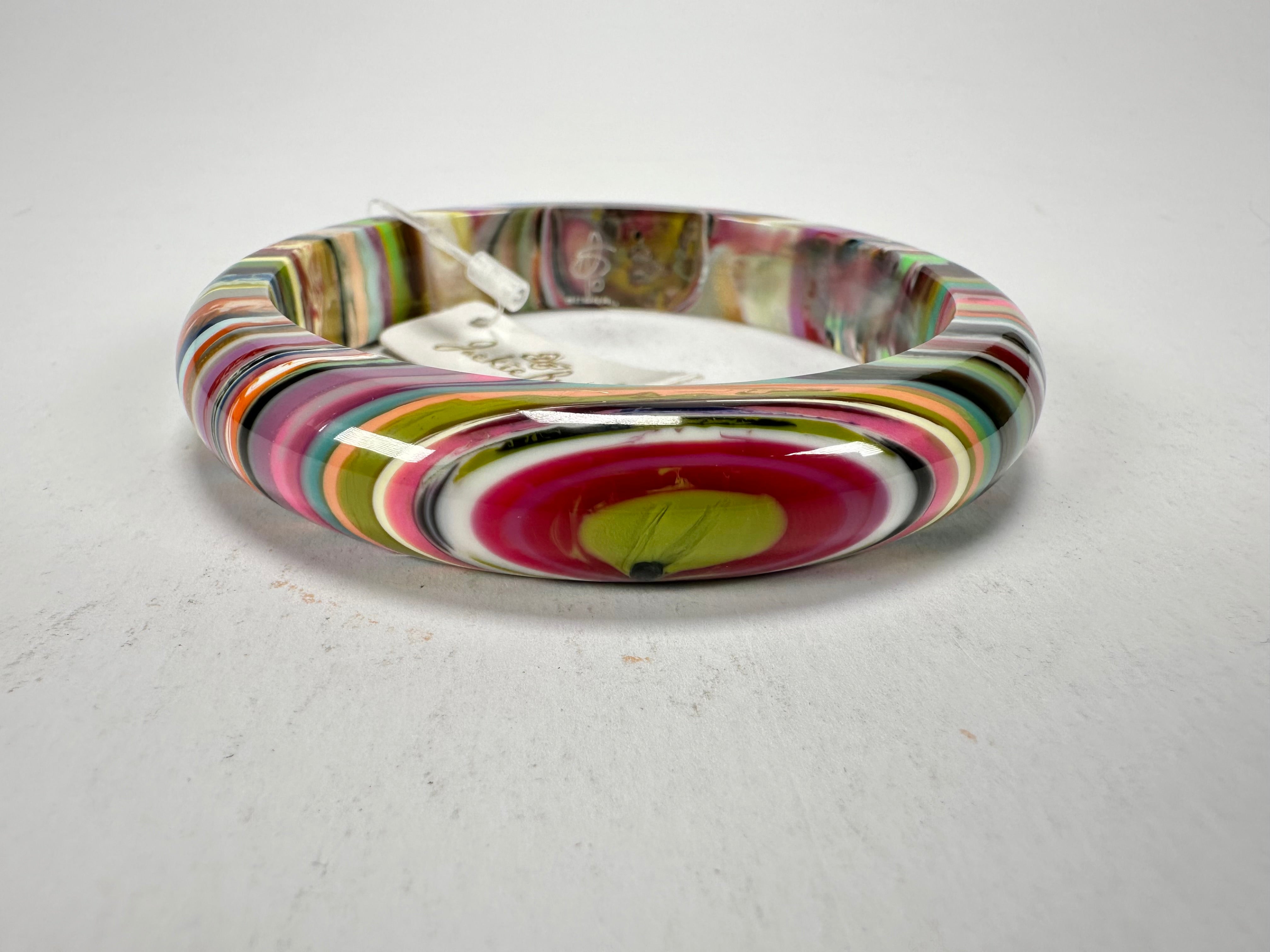 Jackie Brazil "Thin Cat Eye" Liquorice Allsorts with Cat Eye Mix Colours 1.3cm Resin Bangle ( B1151 )