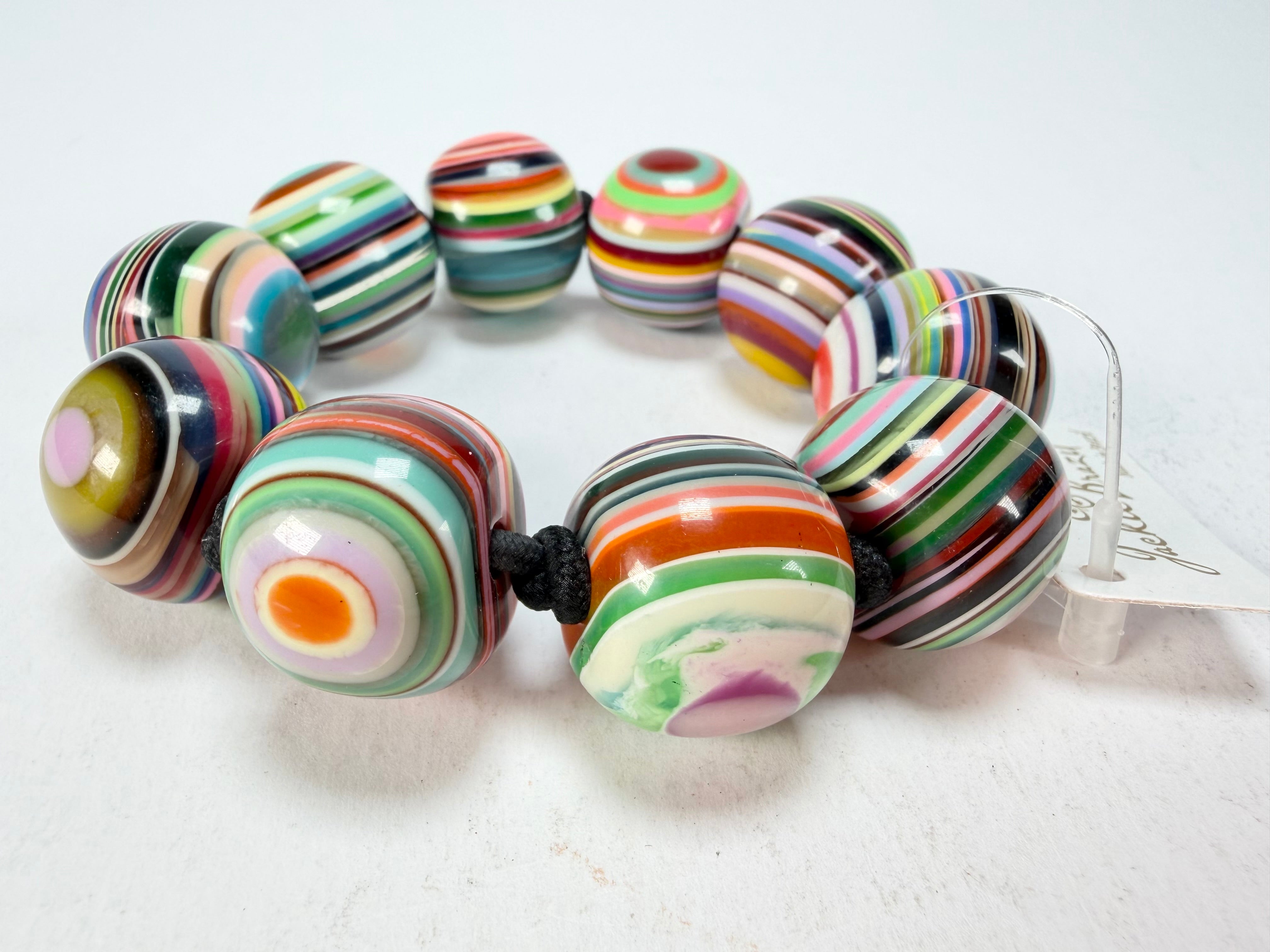 Jackie Brazil "Cat Eyes" Liquorice Allsorts Balls Mix Colours Resin Bracelet ( B0885 )