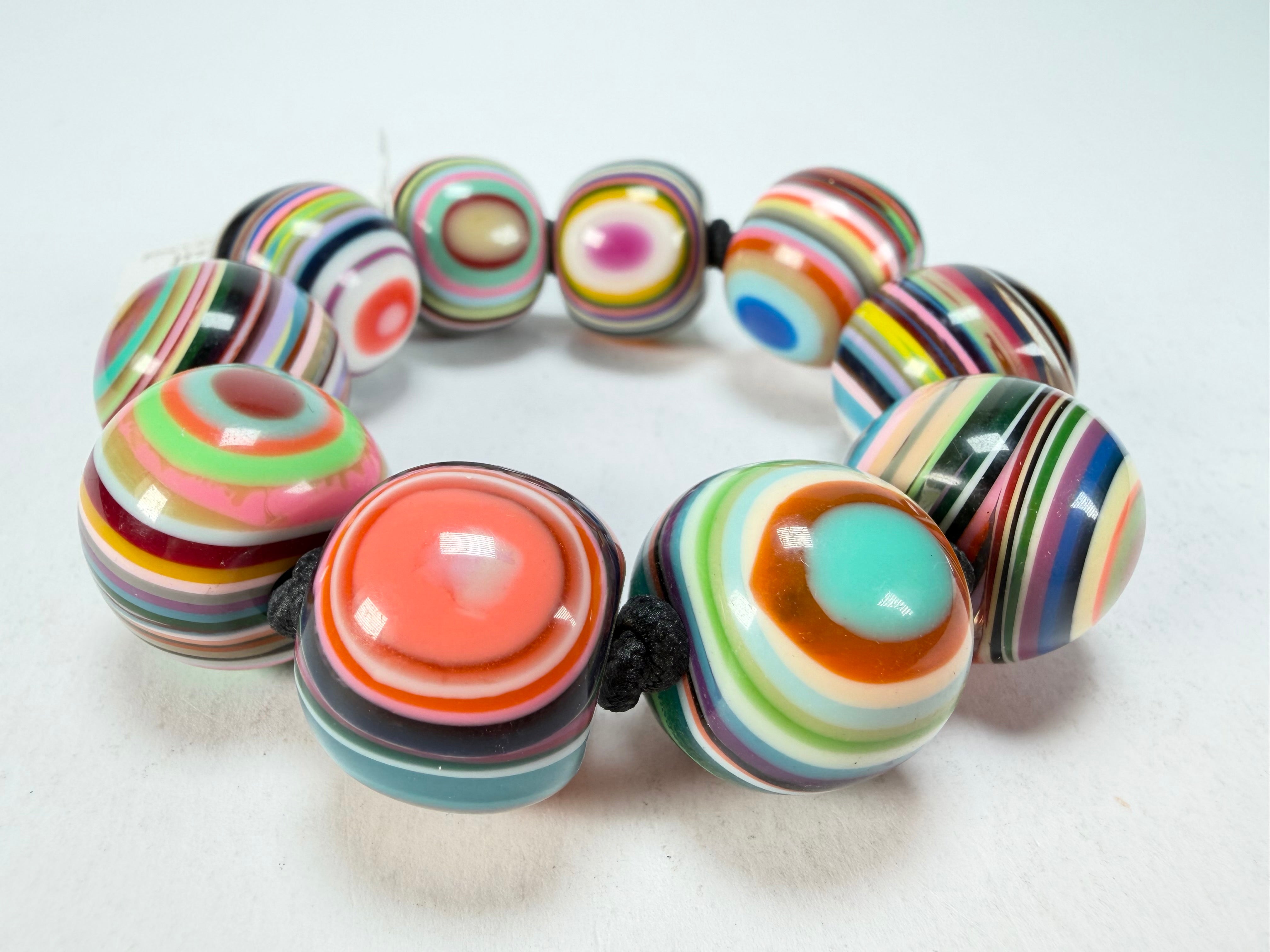 Jackie Brazil "Cat Eyes" Liquorice Allsorts Balls Mix Colours Resin Bracelet ( B0885 )