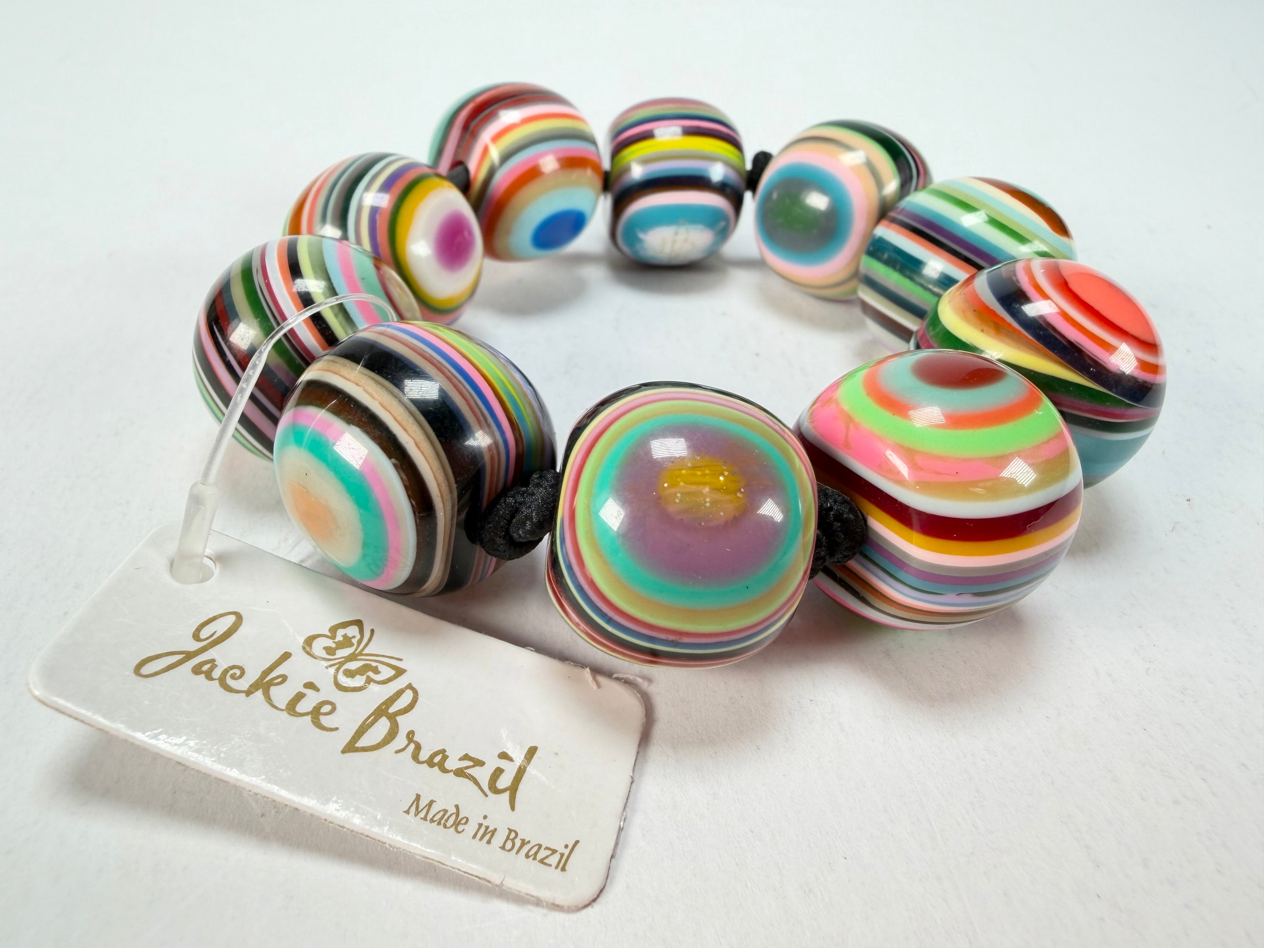Jackie Brazil "Cat Eyes" Liquorice Allsorts Balls Mix Colours Resin Bracelet ( B0885 )
