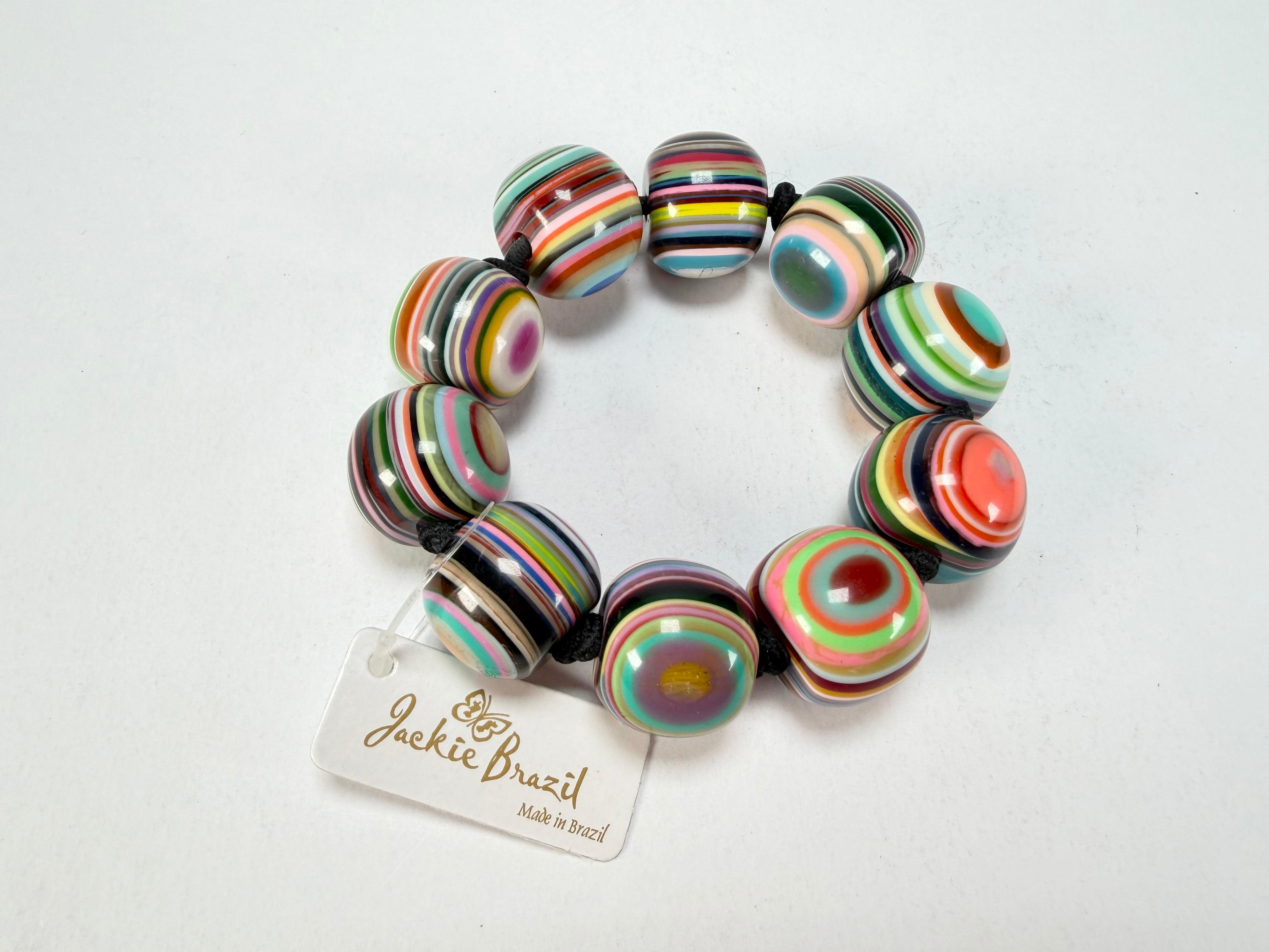 Jackie Brazil "Cat Eyes" Liquorice Allsorts Balls Mix Colours Resin Bracelet ( B0885 )