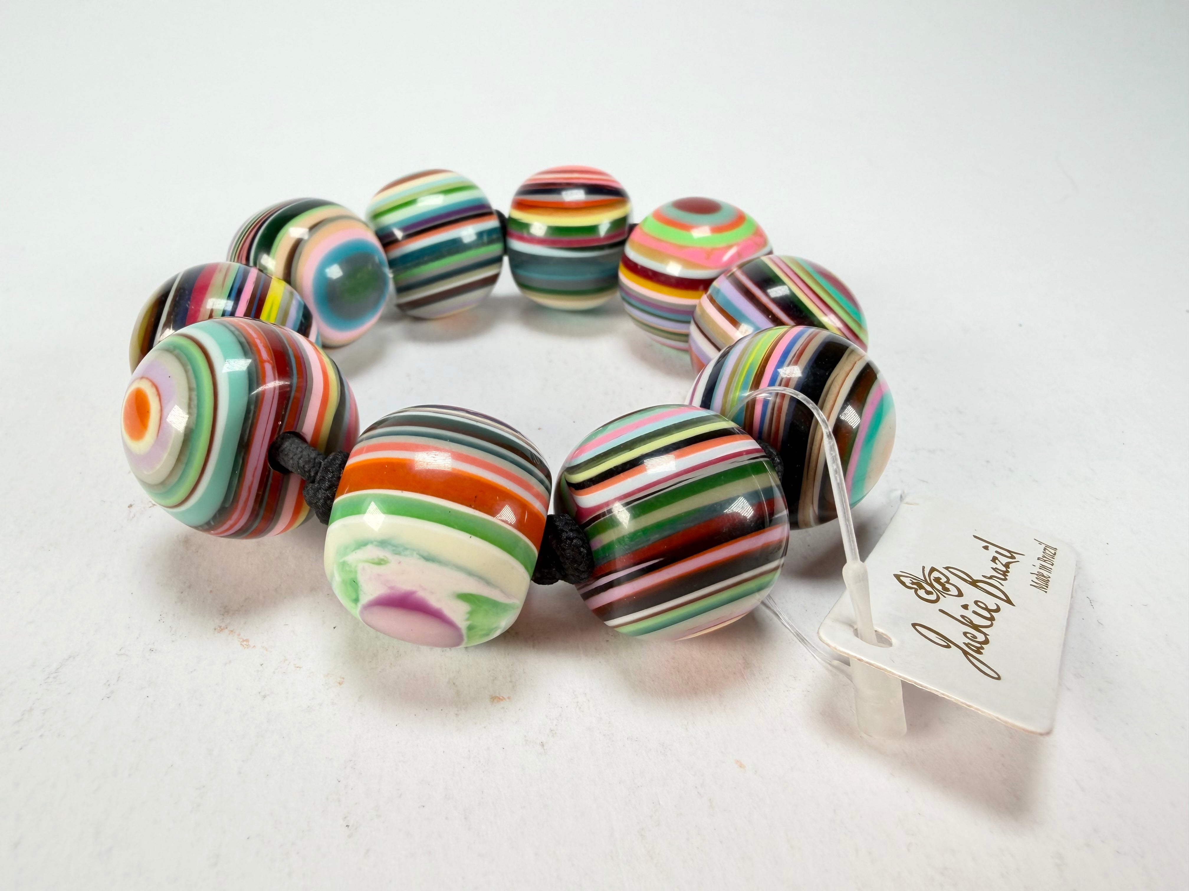 Jackie Brazil "Cat Eyes" Liquorice Allsorts Balls Mix Colours Resin Bracelet ( B0885 )