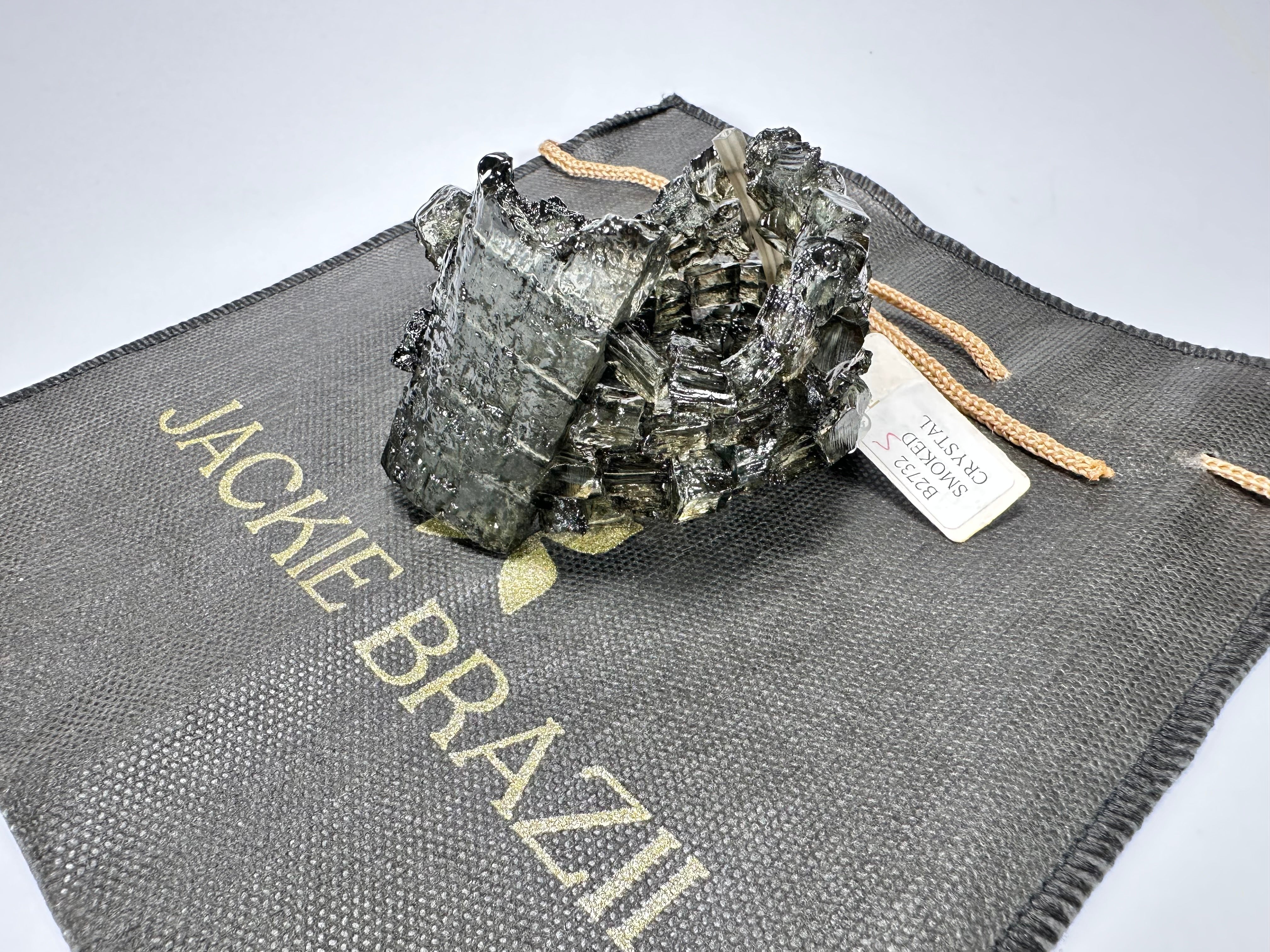 Jackie Brazil "4 Row w/ Feature Plate" Smoked Crystal Charcoal Resin Bracelet ( B2732 )