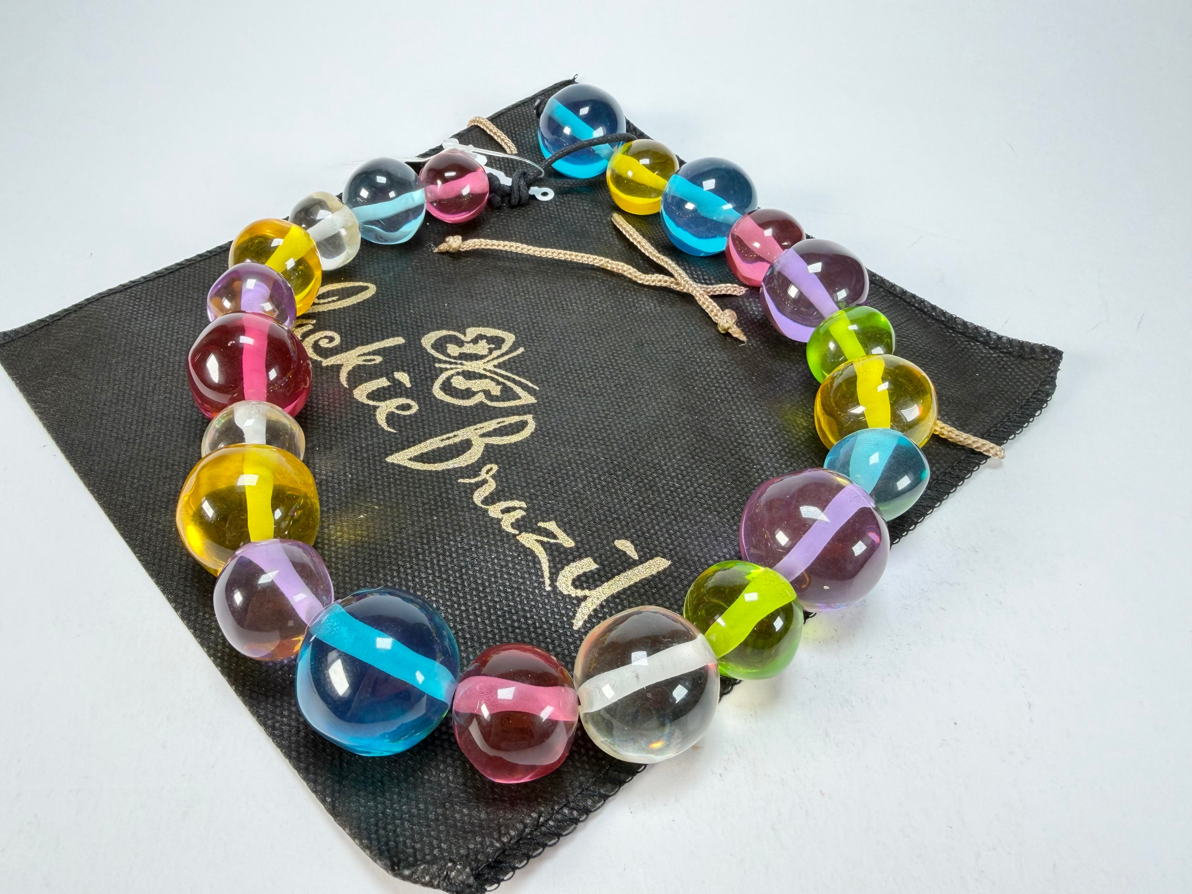 Jackie Brazil "Large Spheres" Transparent Paris Mix Short Abstract Necklace 50cm ( N2692 )