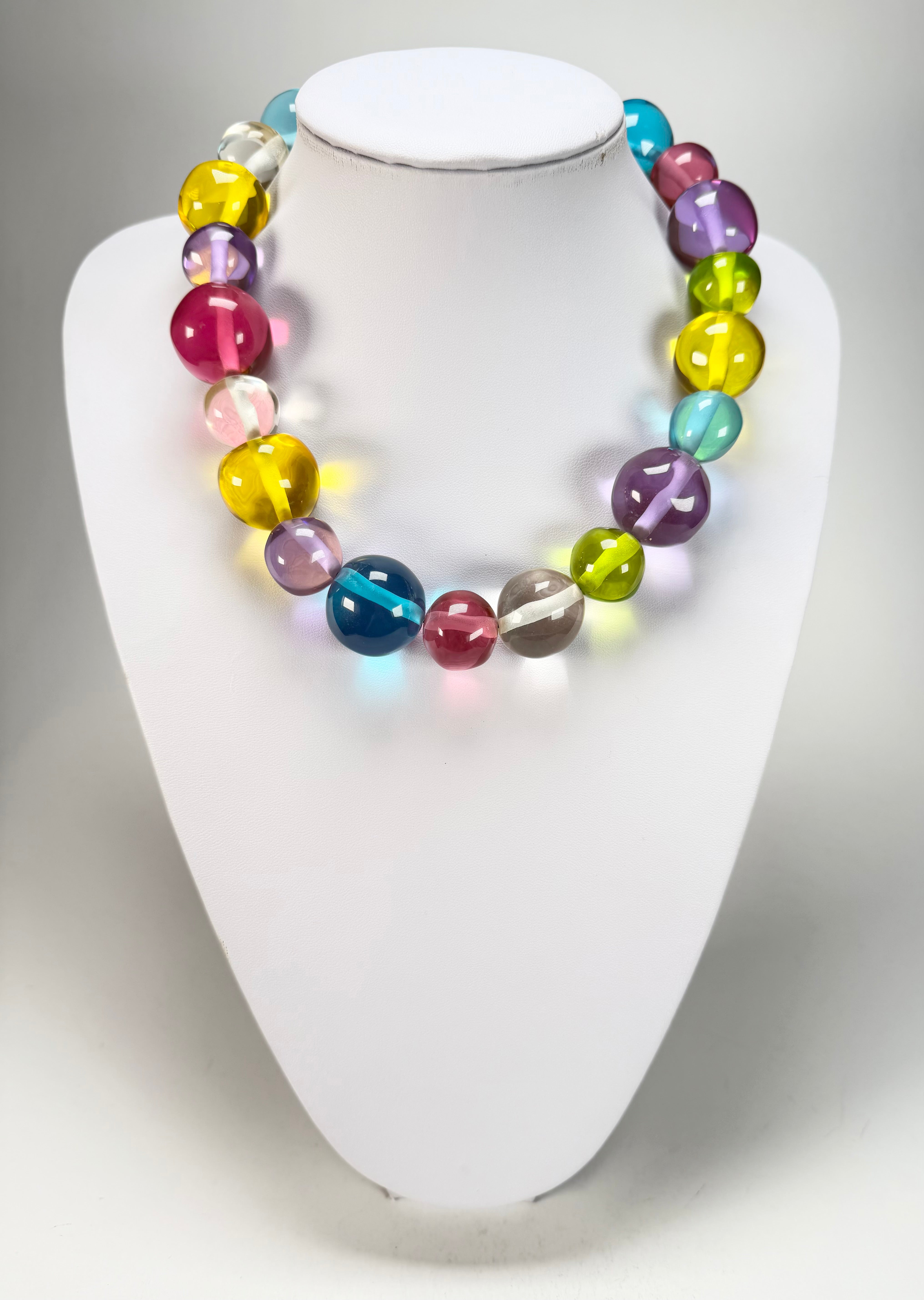 Jackie Brazil "Large Spheres" Transparent Paris Mix Short Abstract Necklace 50cm ( N2692 )