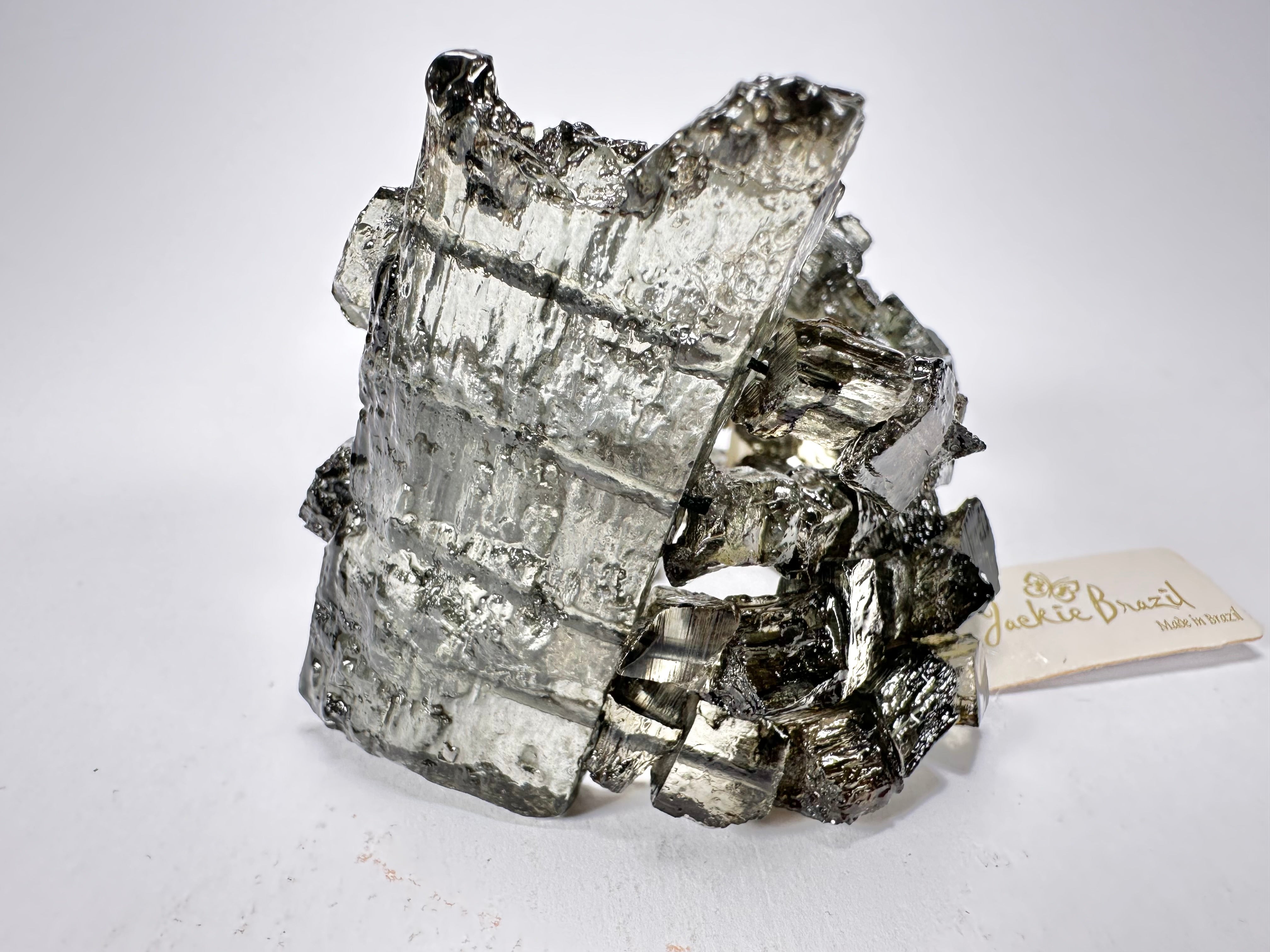 Jackie Brazil "4 Row w/ Feature Plate" Smoked Crystal Charcoal Resin Bracelet ( B2732 )