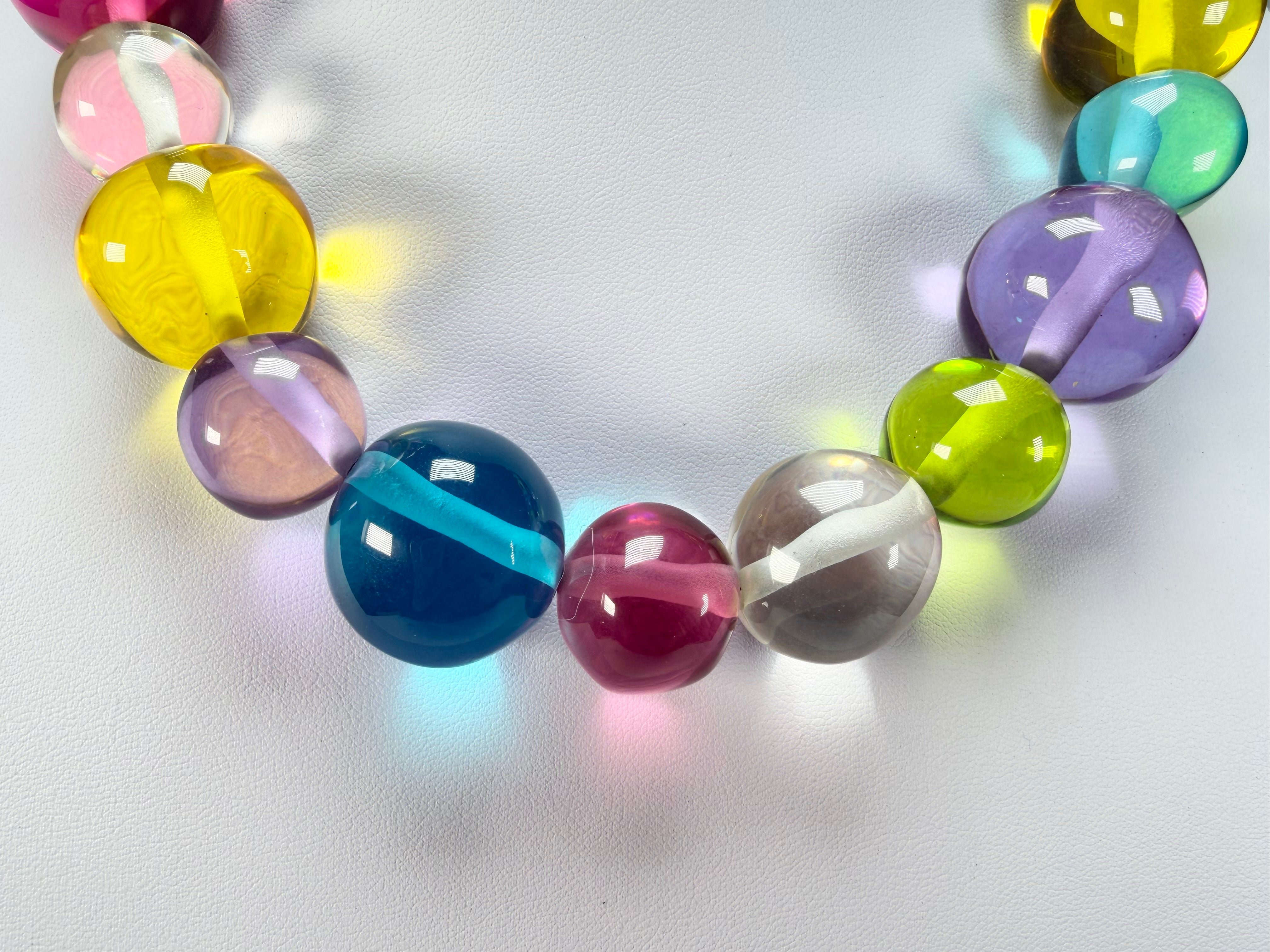 Jackie Brazil "Large Spheres" Transparent Paris Mix Short Abstract Necklace 50cm ( N2692 )