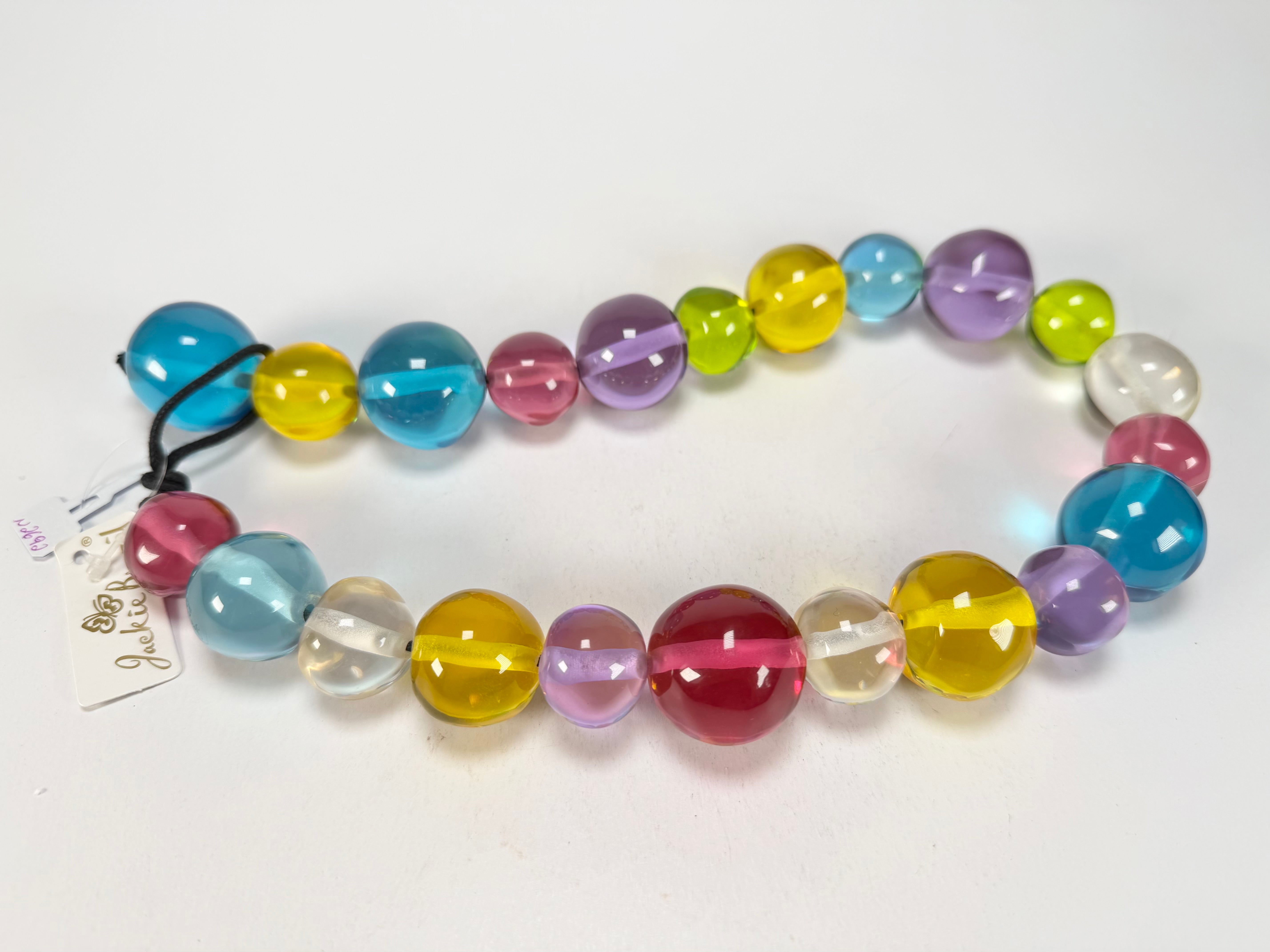 Jackie Brazil "Large Spheres" Transparent Paris Mix Short Abstract Necklace 50cm ( N2692 )