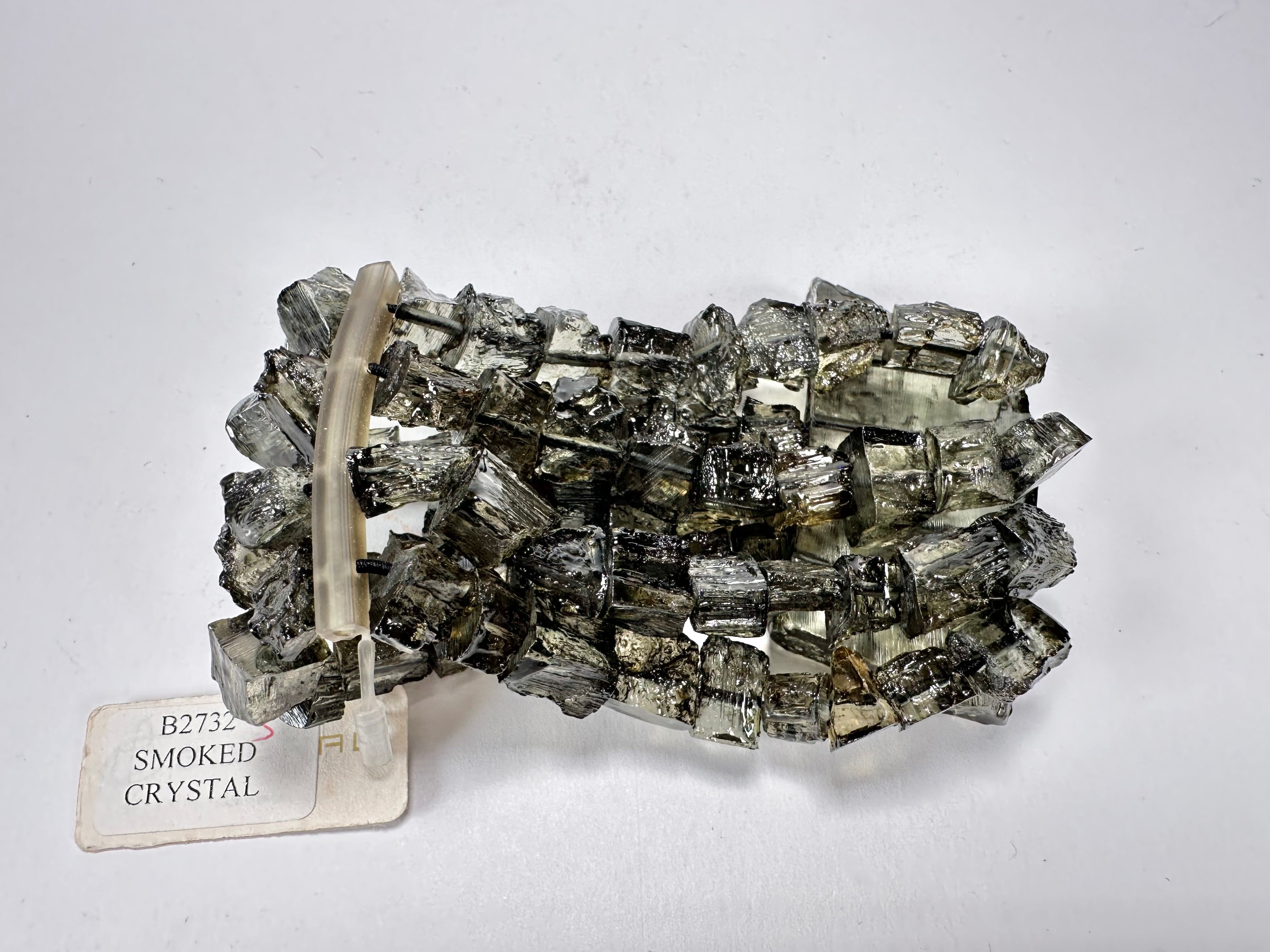 Jackie Brazil "4 Row w/ Feature Plate" Smoked Crystal Charcoal Resin Bracelet ( B2732 )
