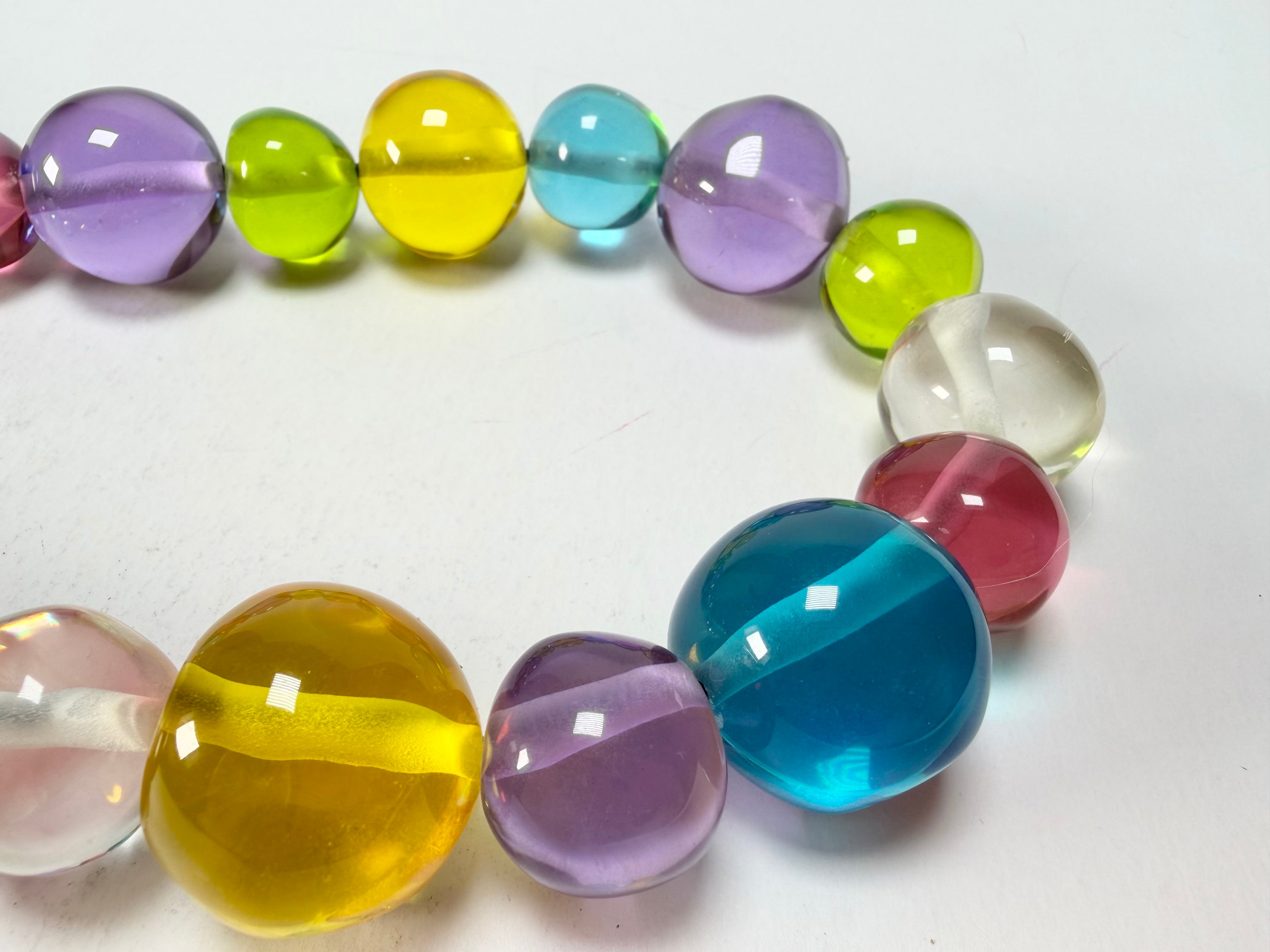 Jackie Brazil "Large Spheres" Transparent Paris Mix Short Abstract Necklace 50cm ( N2692 )
