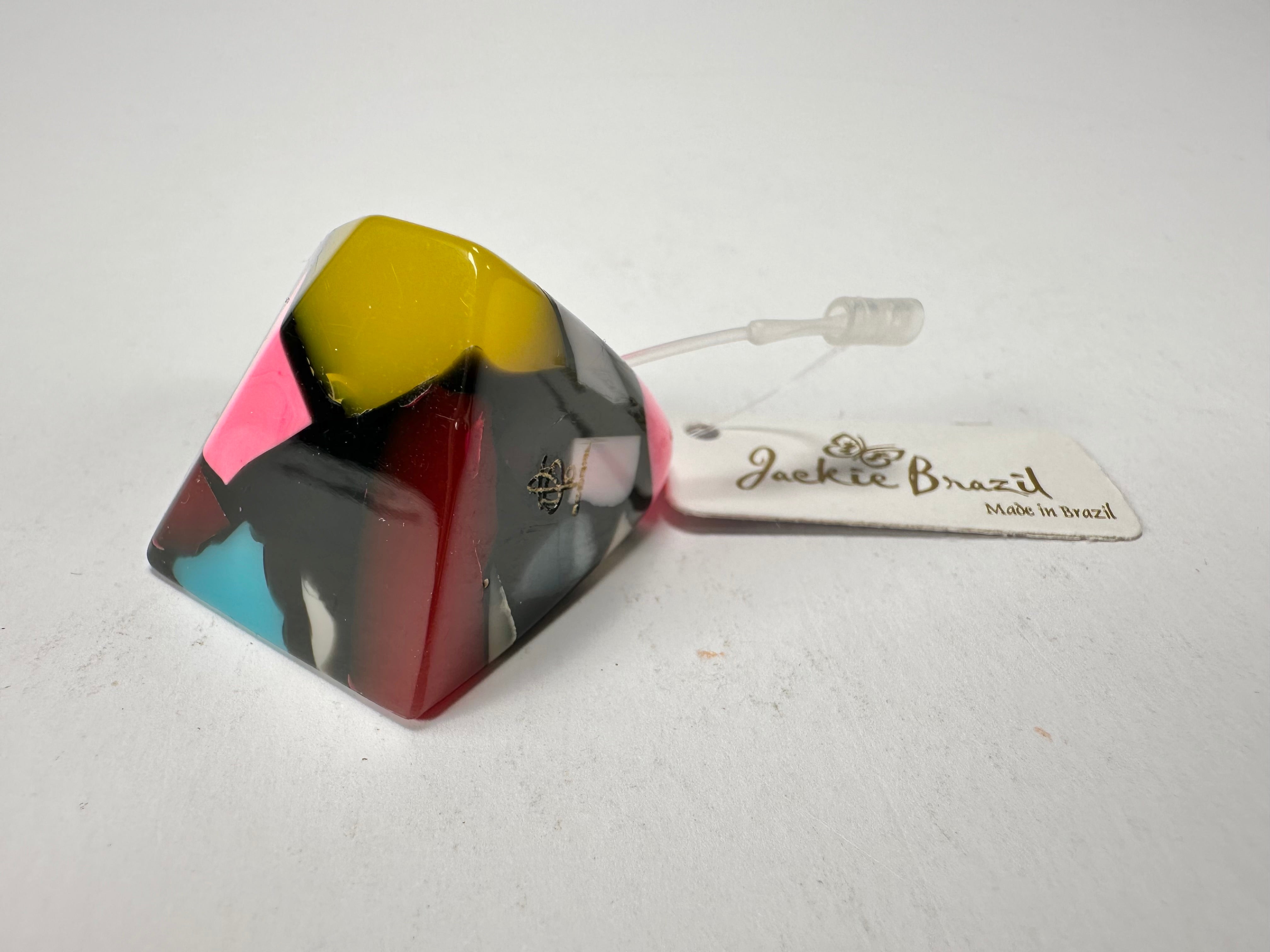 Jackie Brazil "Art Deco" Abstract Resin Ring ( R3081 ) Size UK Q / USA 8