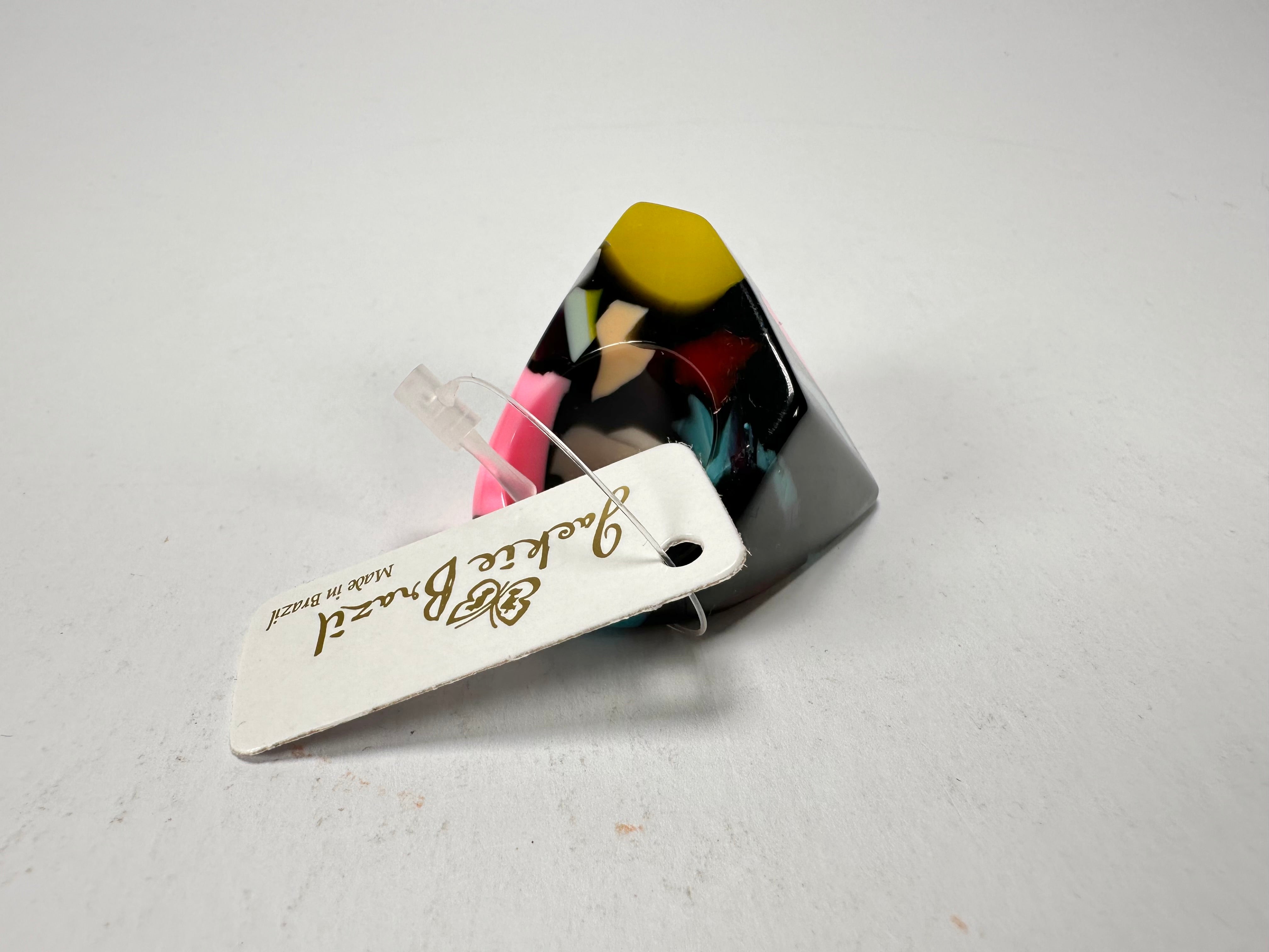 Jackie Brazil "Art Deco" Abstract Resin Ring ( R3081 ) Size UK Q / USA 8