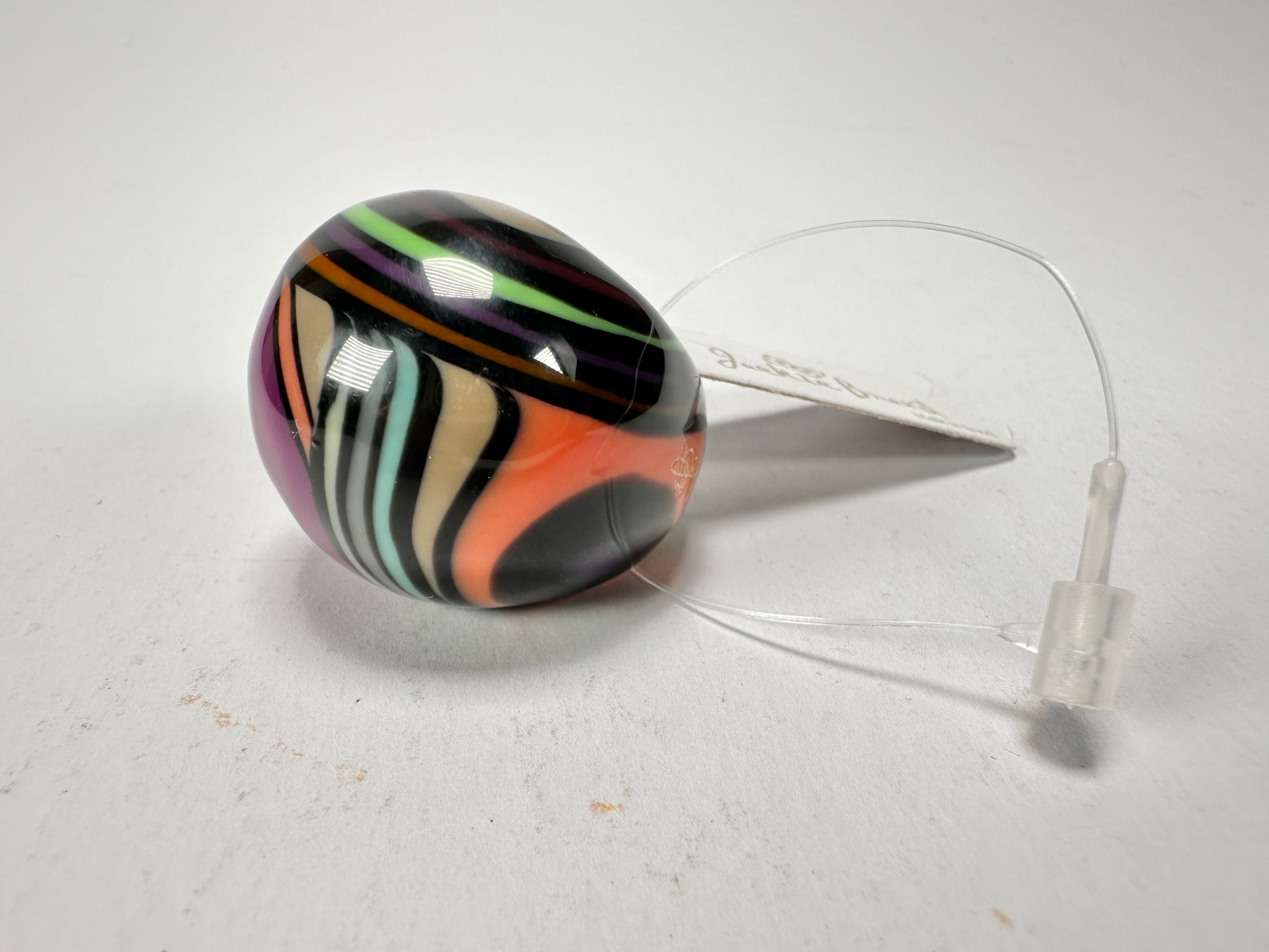 Jackie Brazil "Berlin" Swirls Purple Large Round Resin Ring ( R3195 ) Size UK P / USA 7.5