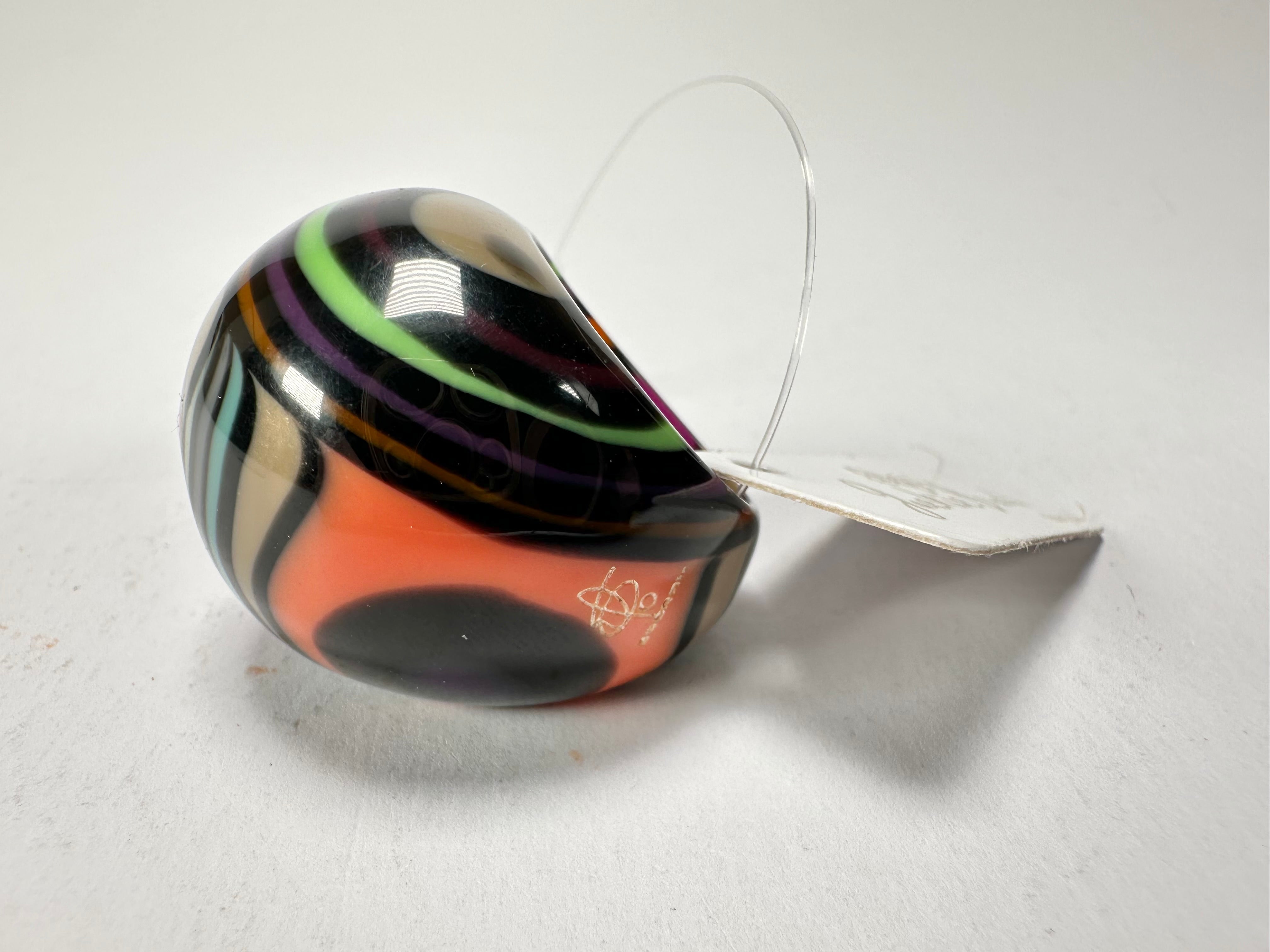 Jackie Brazil "Berlin" Swirls Purple Large Round Resin Ring ( R3195 ) Size UK P / USA 7.5