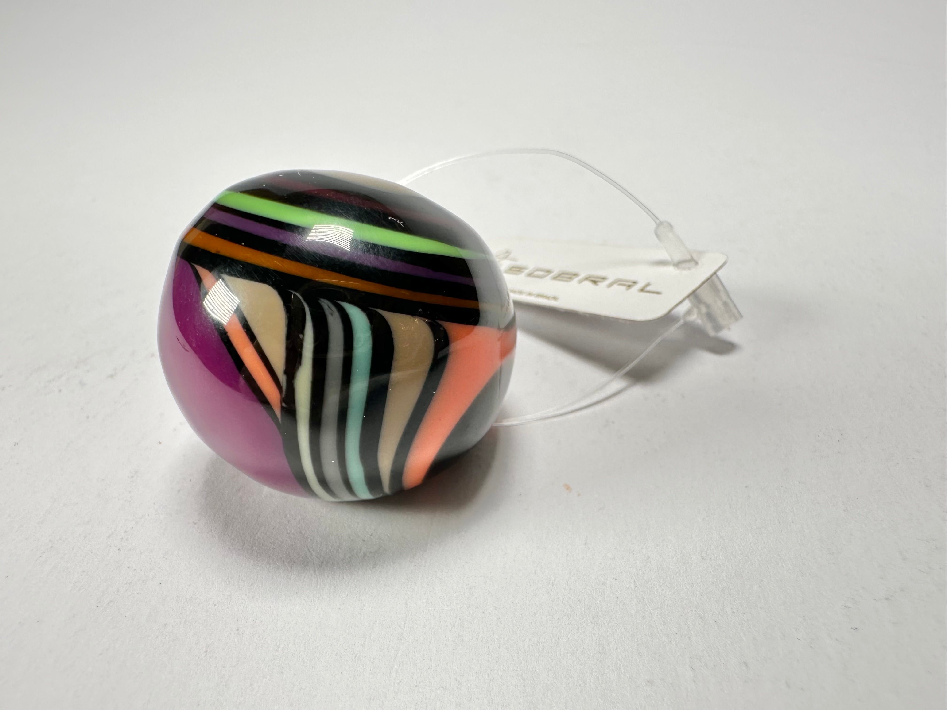 Jackie Brazil "Berlin" Swirls Purple Large Round Resin Ring ( R3195 ) Size UK P / USA 7.5