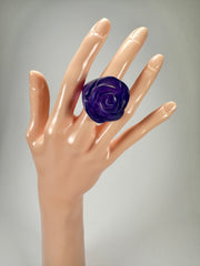 Jackie Brazil "Rose" Purple Resin Rose Ring ( R0585 ) Size UK M / US 6.5
