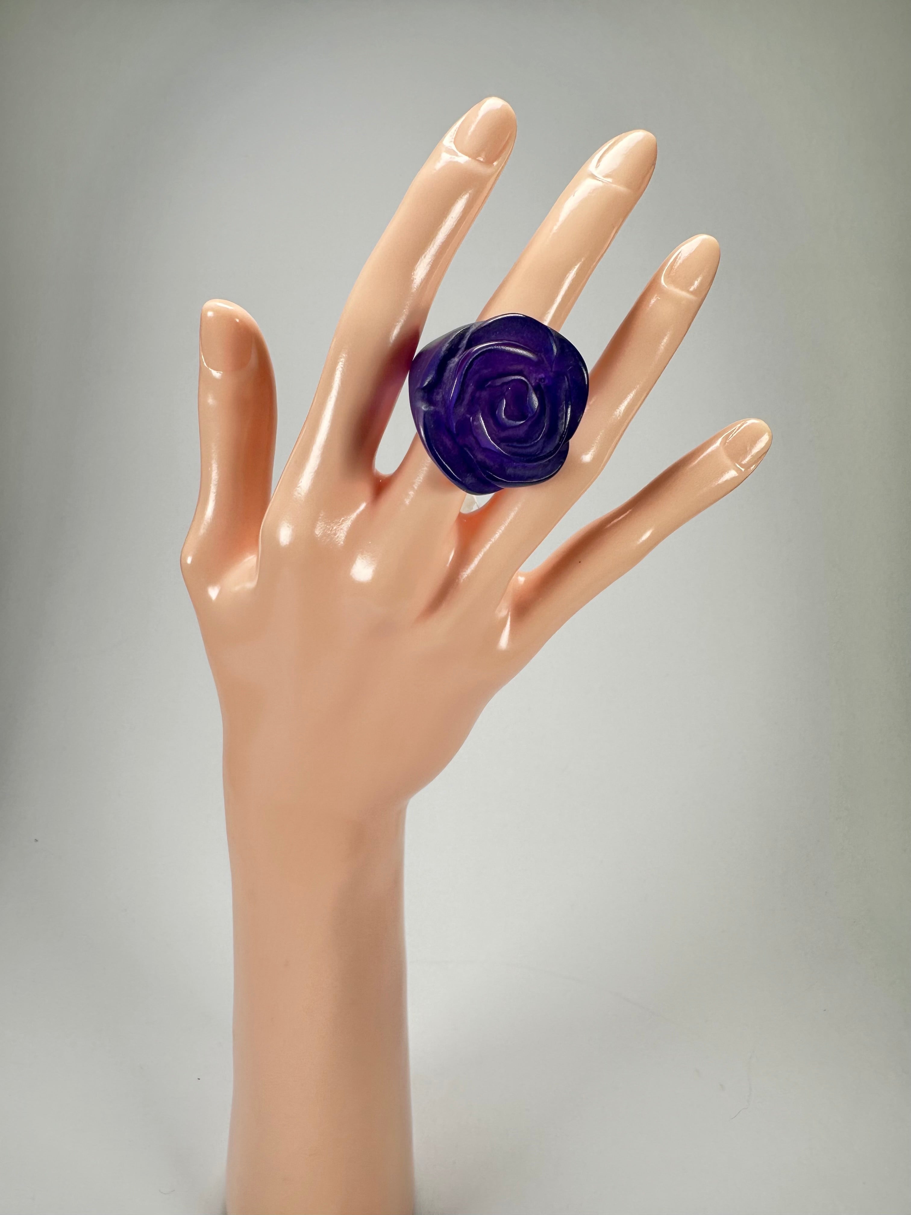 Jackie Brazil "Rose" Purple Resin Rose Ring ( R0585 ) Size UK M / US 6.5