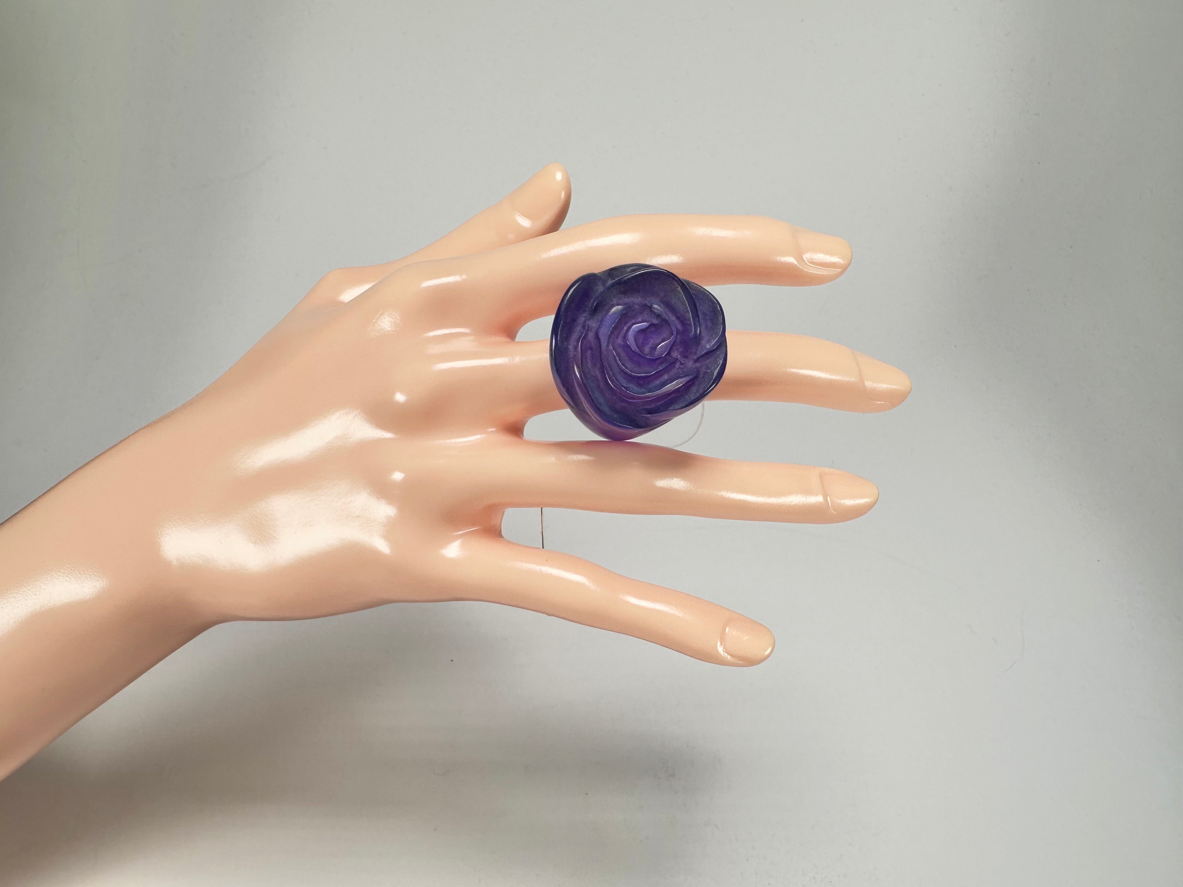 Jackie Brazil "Rose" Purple Resin Rose Ring ( R0585 ) Size UK M / US 6.5