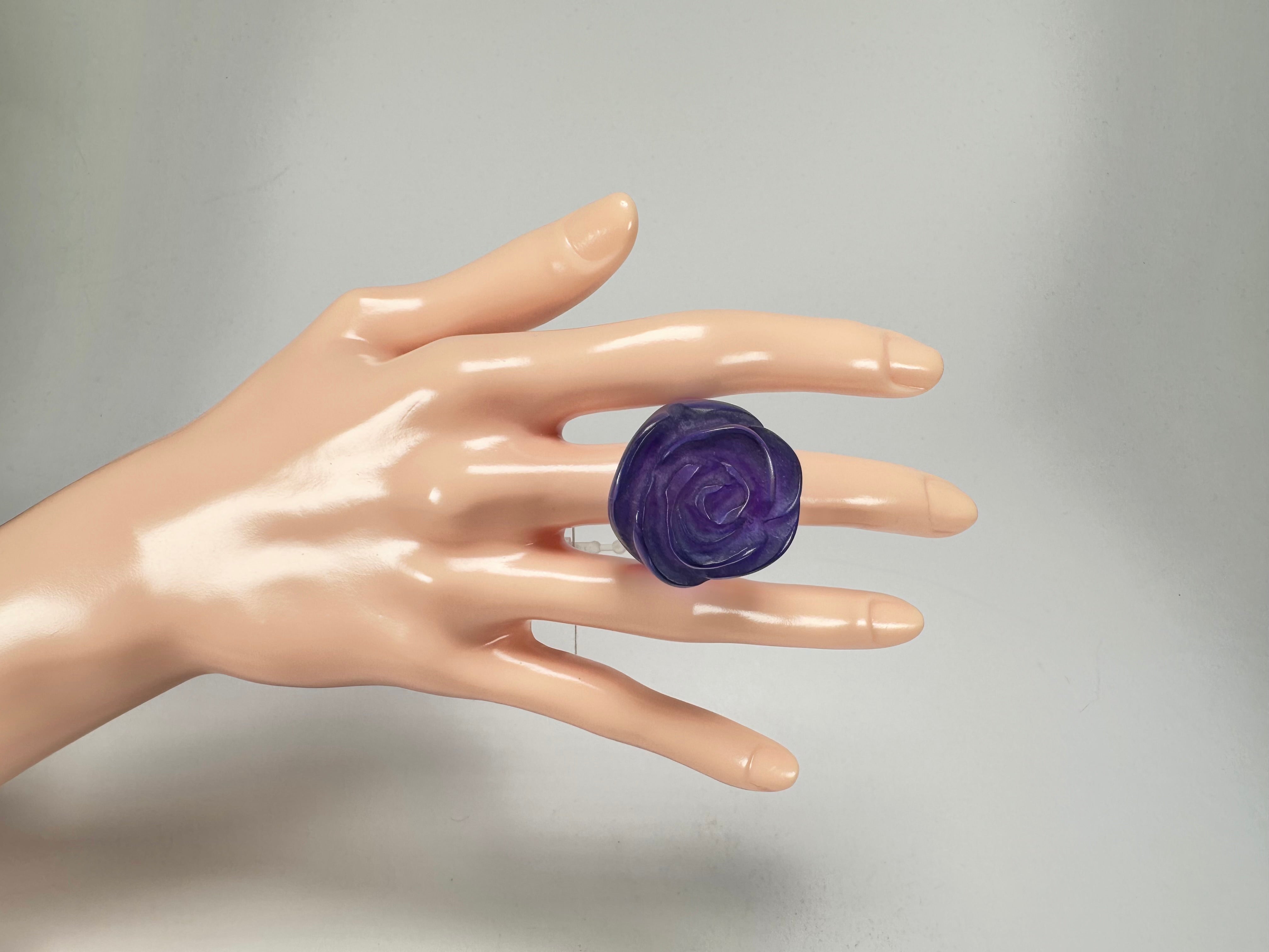 Jackie Brazil "Rose" Purple Resin Rose Ring ( R0585 ) Size UK M / US 6.5