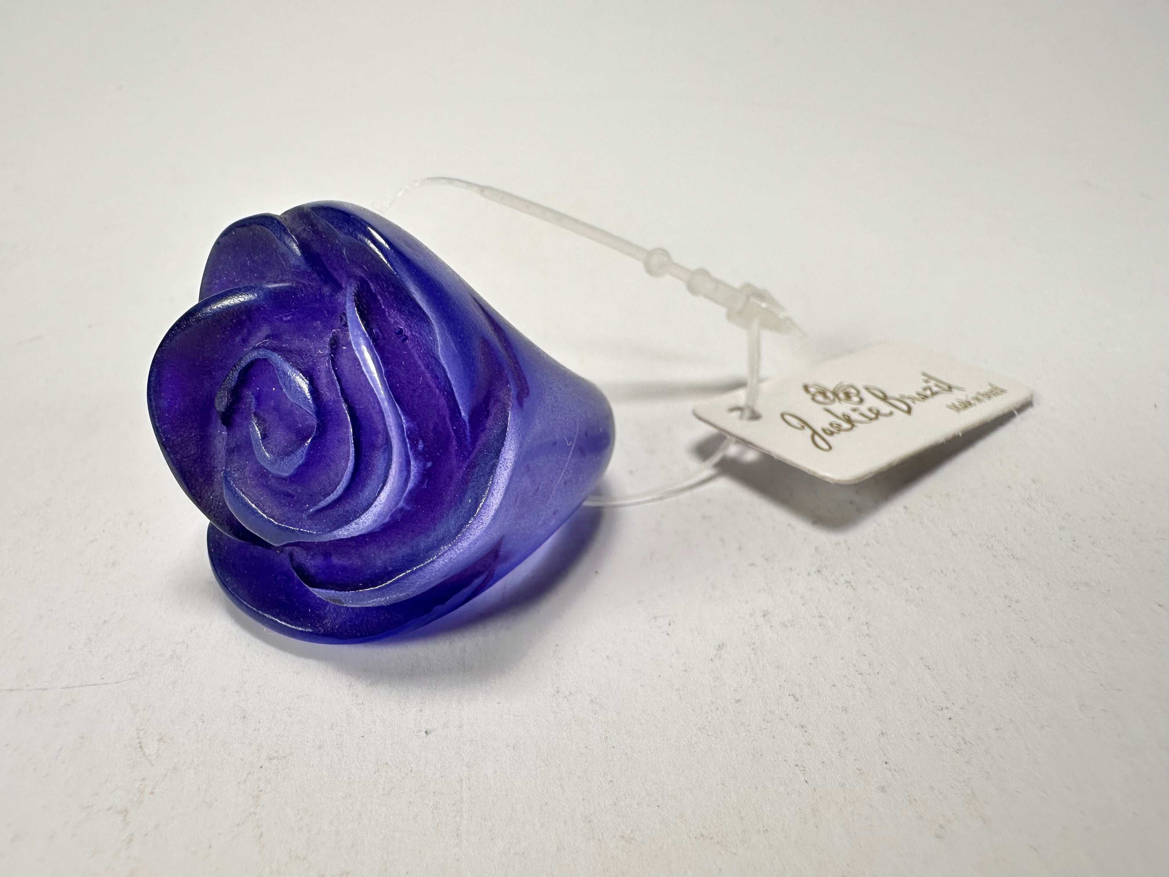 Jackie Brazil "Rose" Purple Resin Rose Ring ( R0585 ) Size UK M / US 6.5