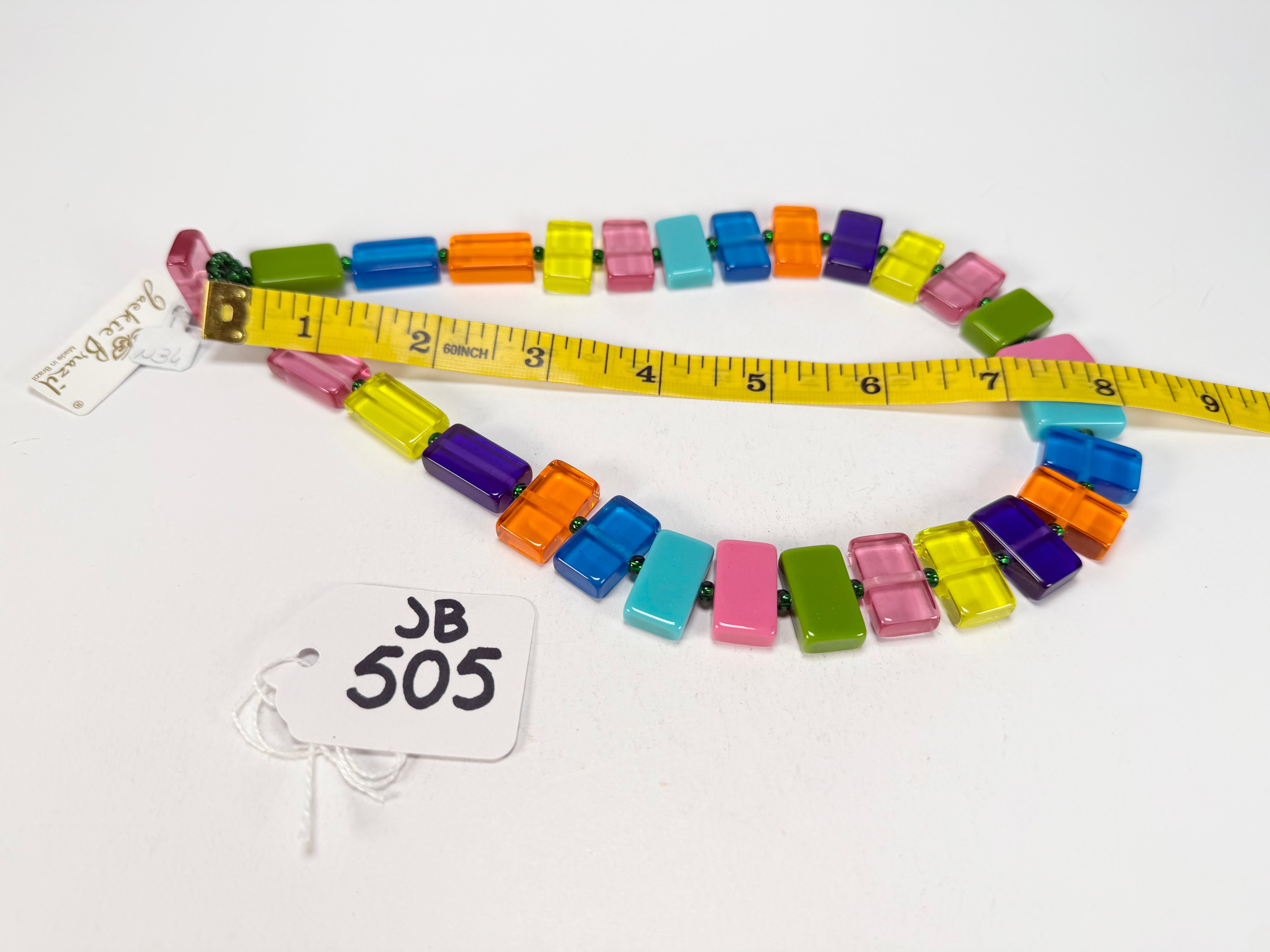 Jackie Brazil "Romeo" Transparent Summer Mix Linked Rectangle Beads Necklace ( N0034 )
