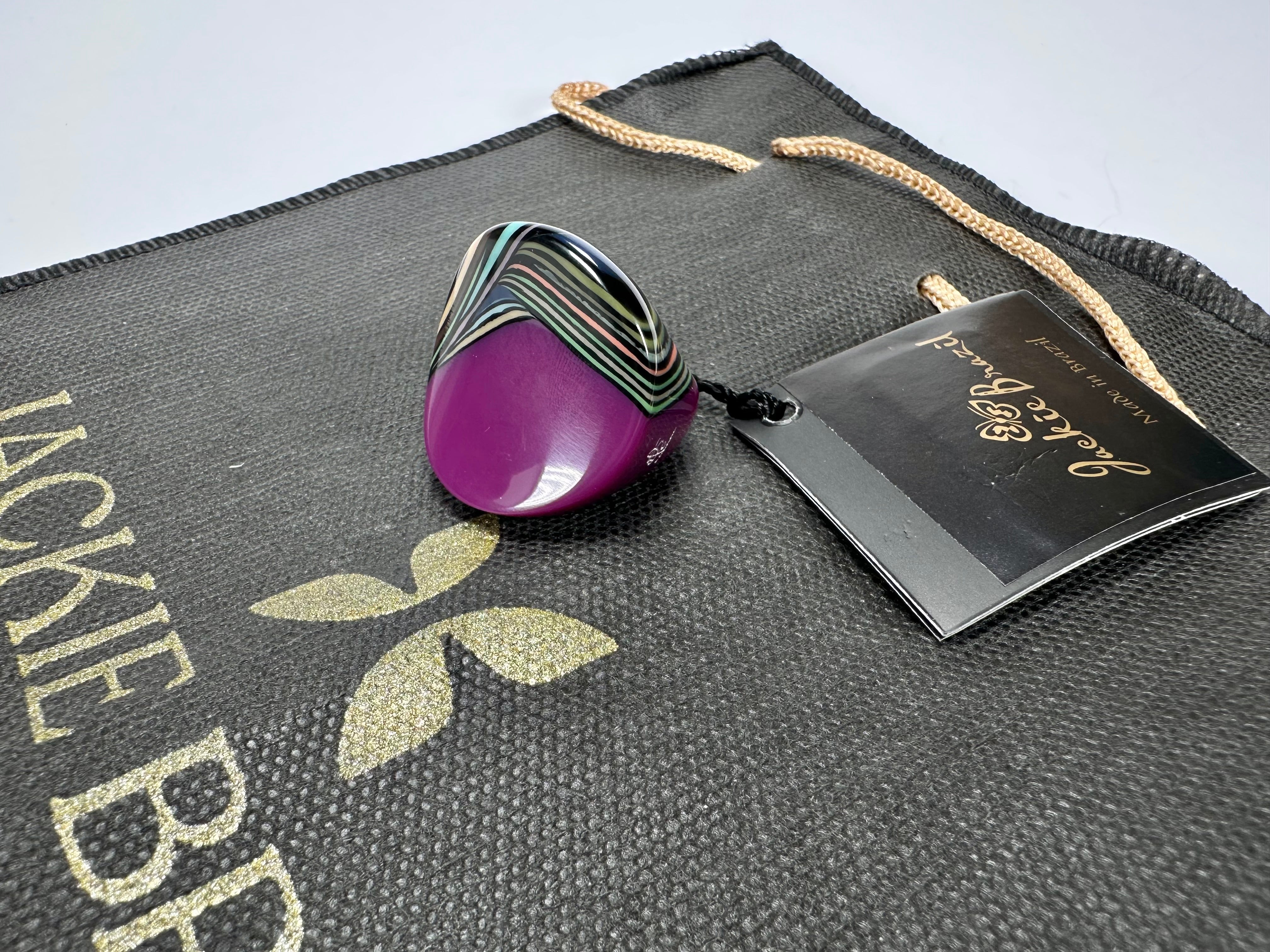 Jackie Brazil "Darning" Purple Swirls Concave Large Ring ( R3196 ) Size UK - P / US- 7.5