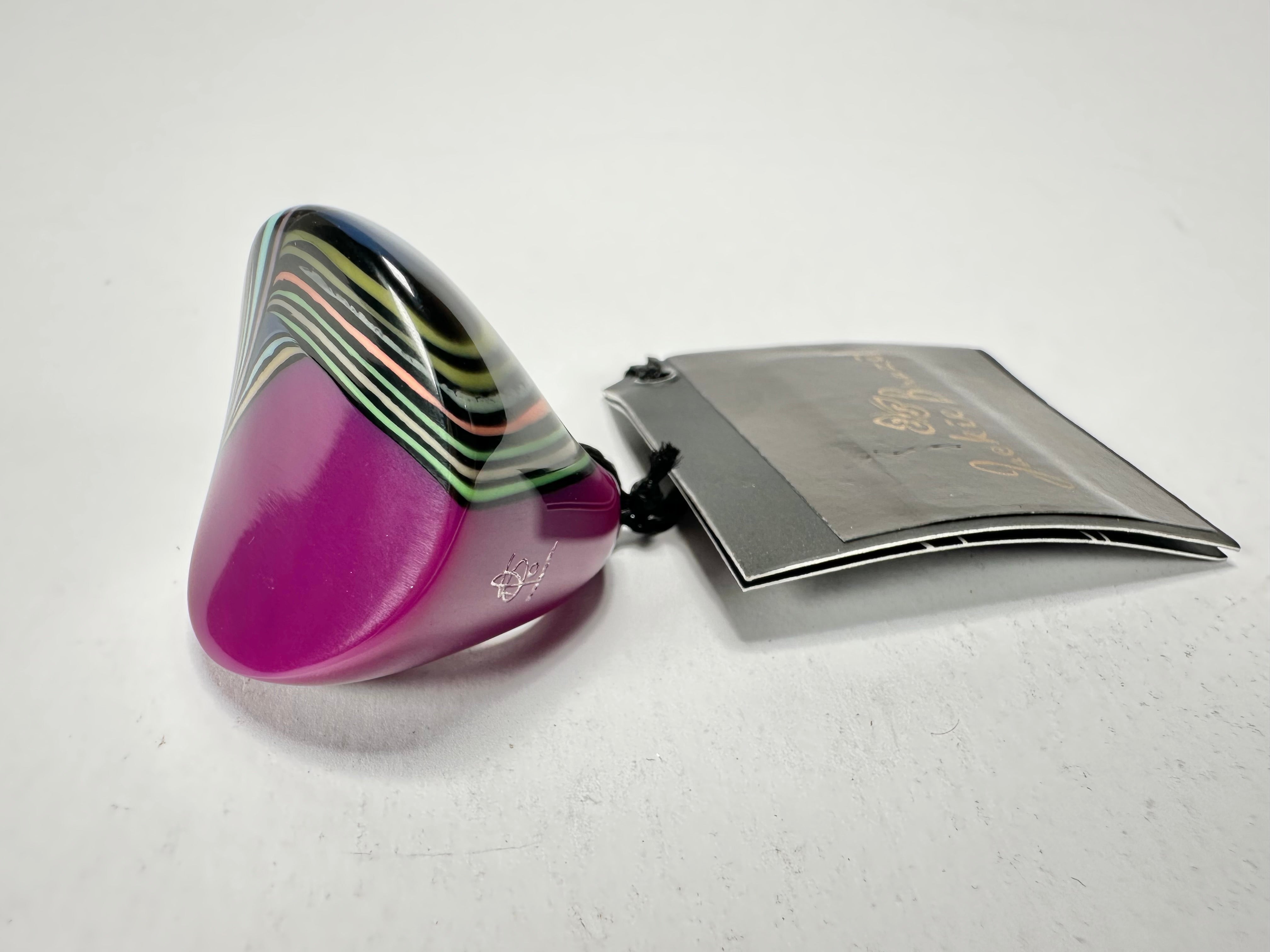 Jackie Brazil "Darning" Purple Swirls Concave Large Ring ( R3196 ) Size UK - P / US- 7.5