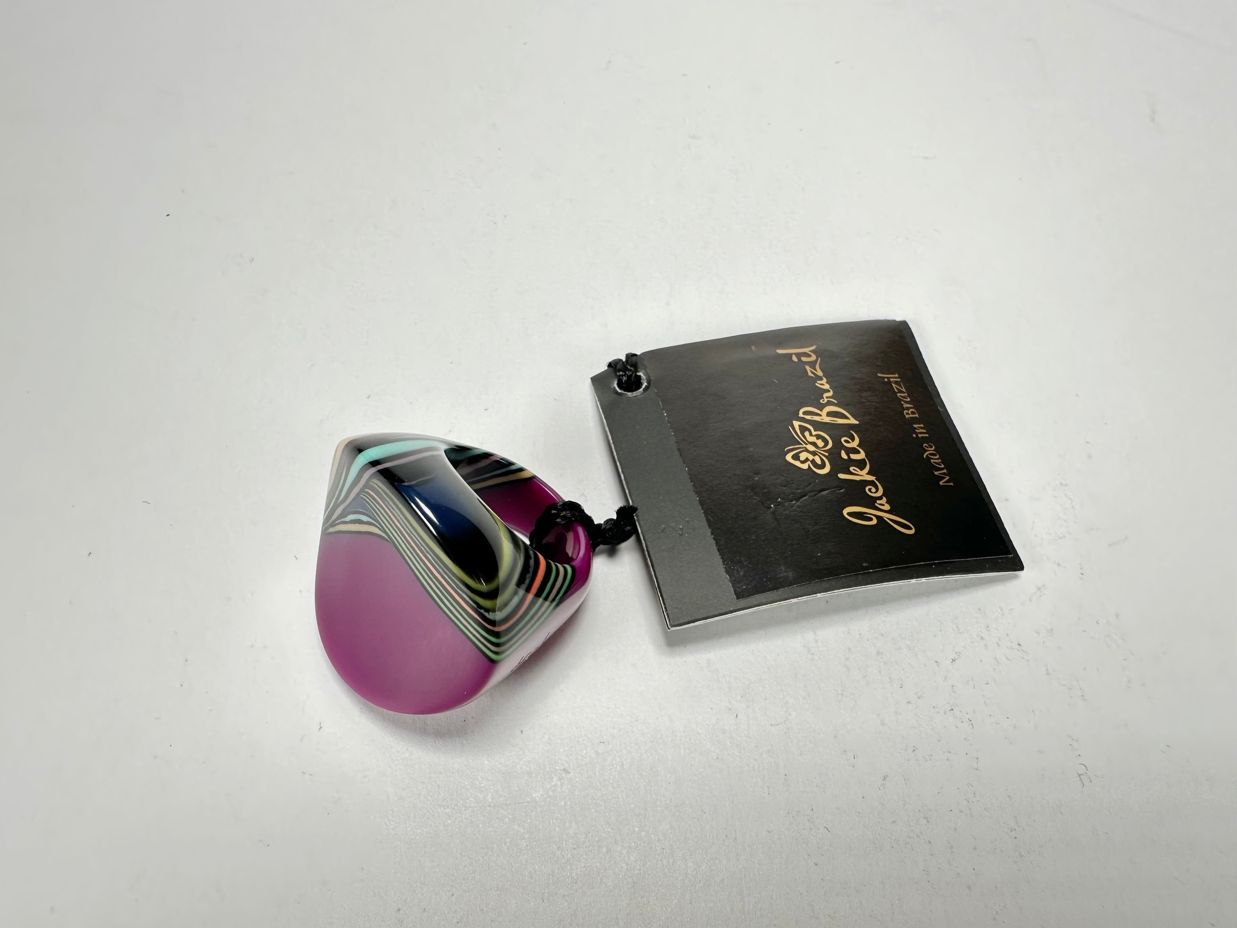 Jackie Brazil "Darning" Purple Swirls Concave Large Ring ( R3196 ) Size UK - P / US- 7.5