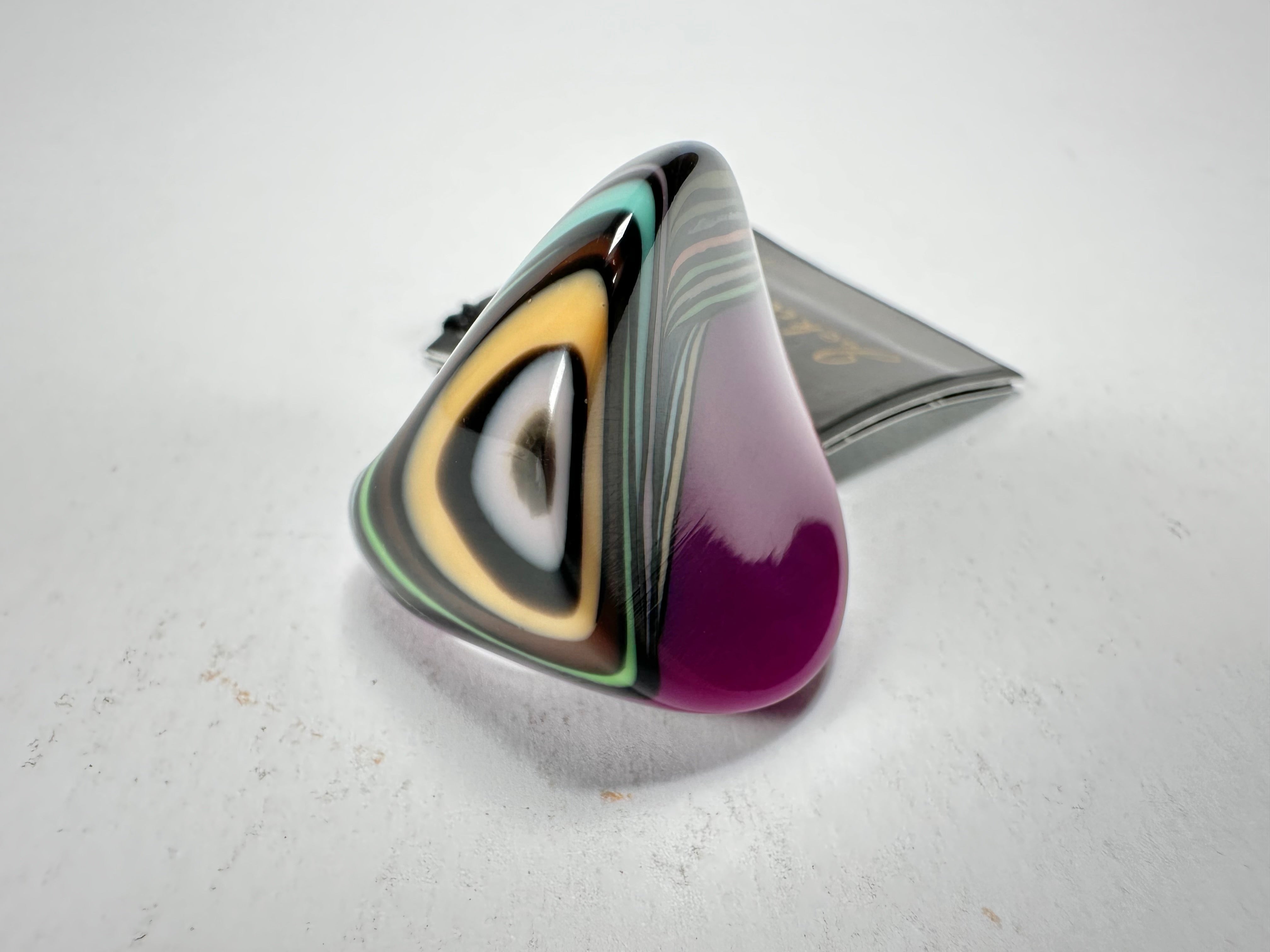 Jackie Brazil "Darning" Purple Swirls Concave Large Ring ( R3196 ) Size UK - P / US- 7.5