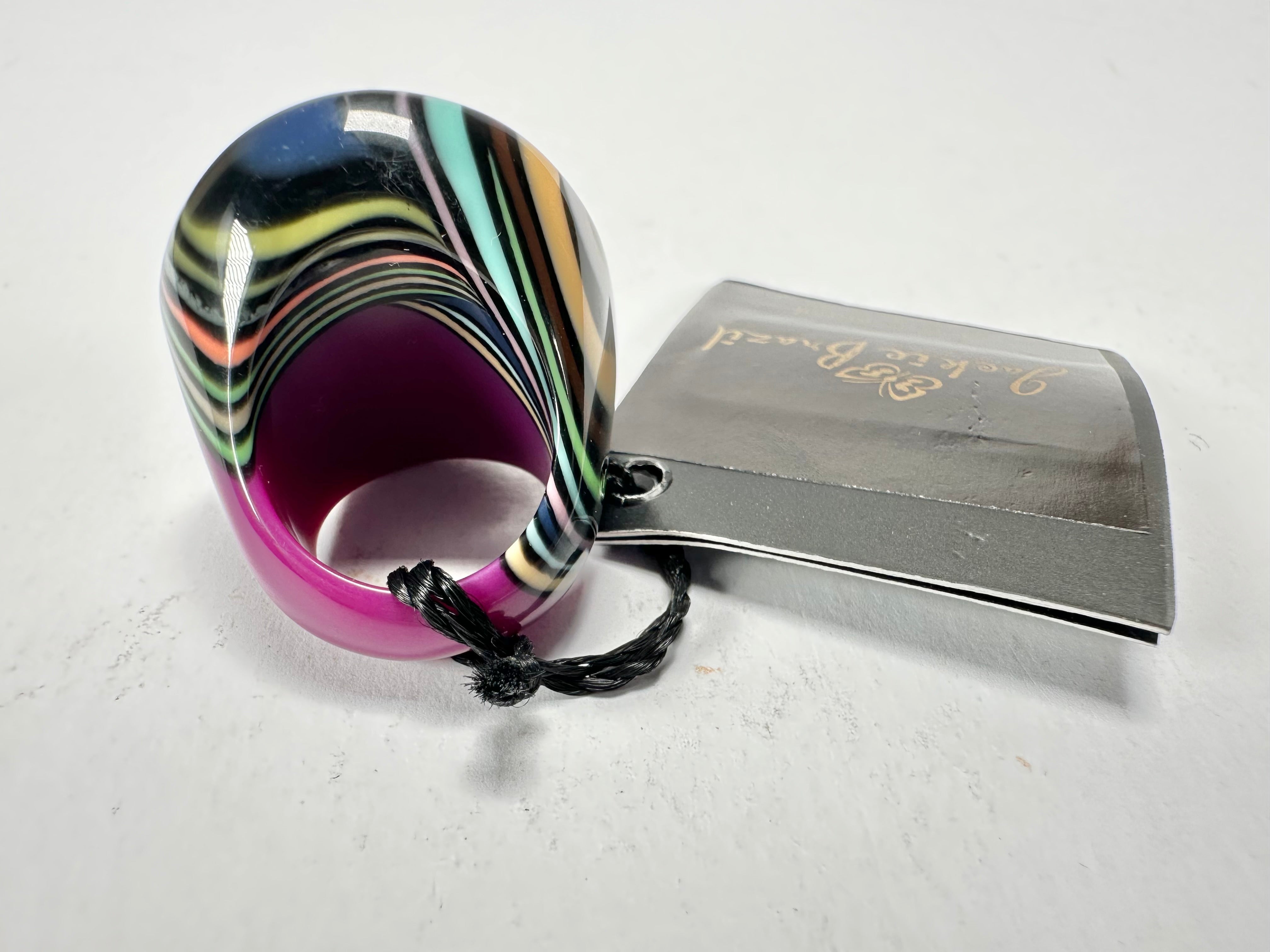 Jackie Brazil "Darning" Purple Swirls Concave Large Ring ( R3196 ) Size UK - P / US- 7.5