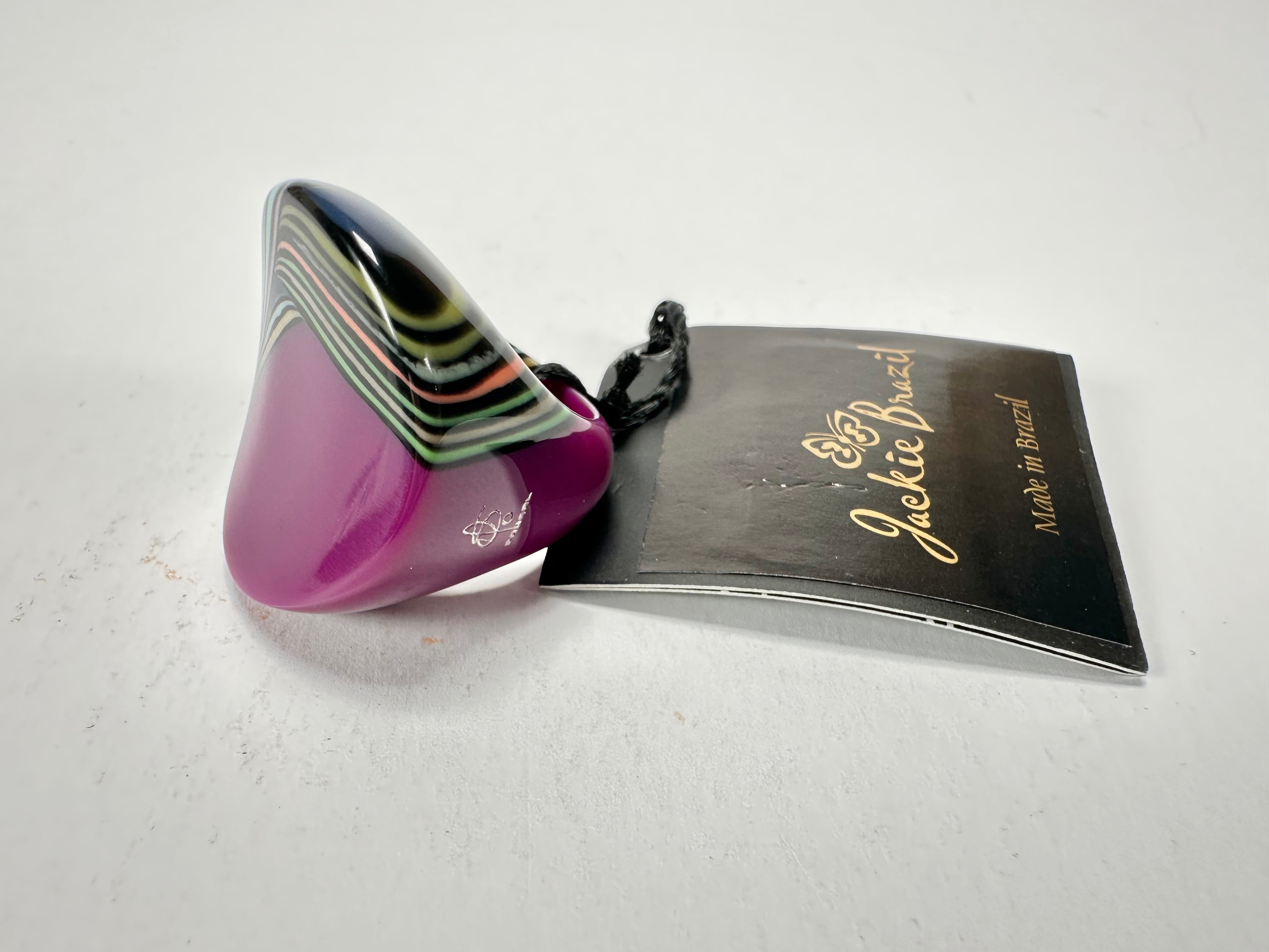 Jackie Brazil "Darning" Purple Swirls Concave Large Ring ( R3196 ) Size UK - P / US- 7.5