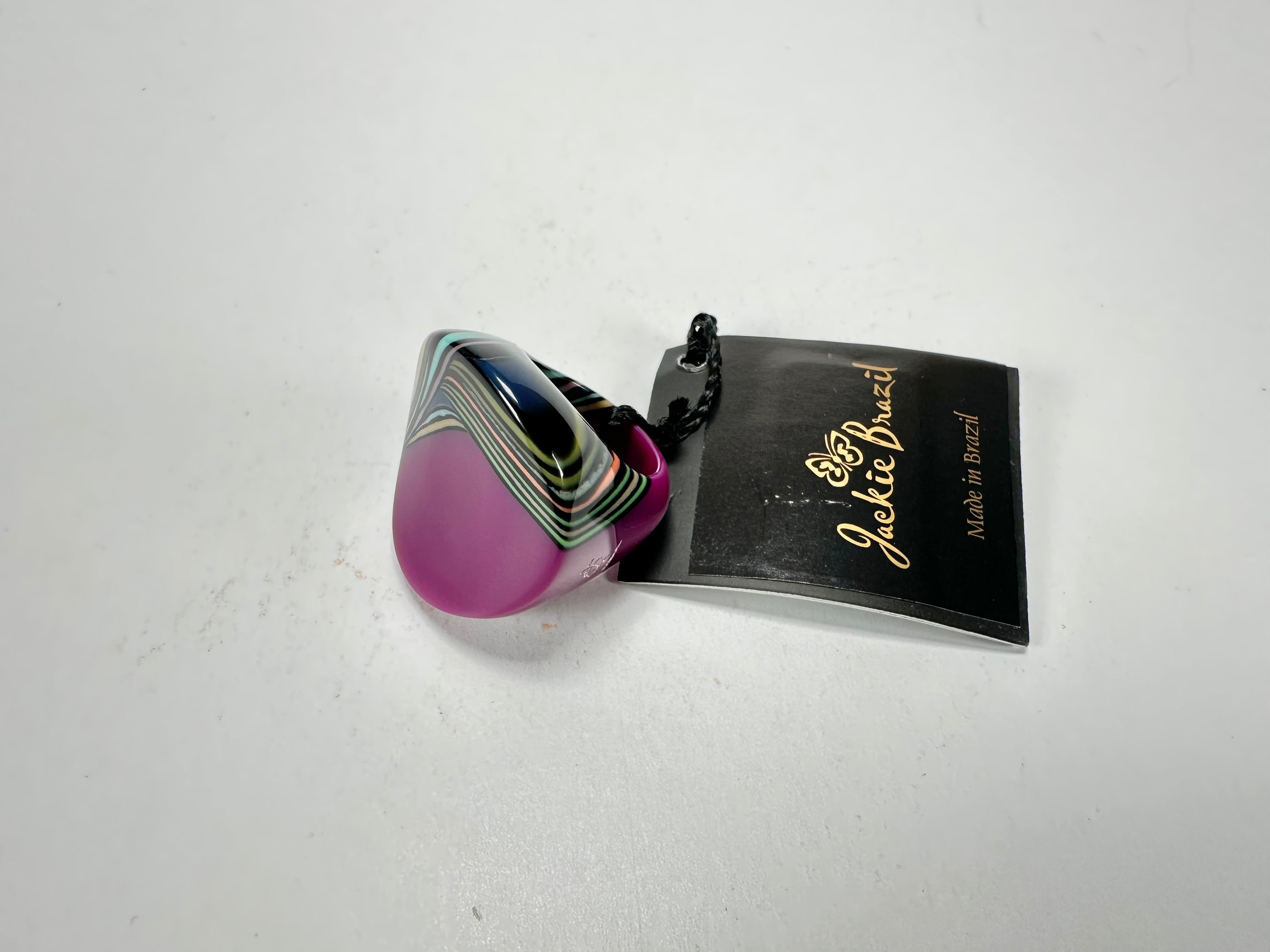 Jackie Brazil "Darning" Purple Swirls Concave Large Ring ( R3196 ) Size UK - P / US- 7.5