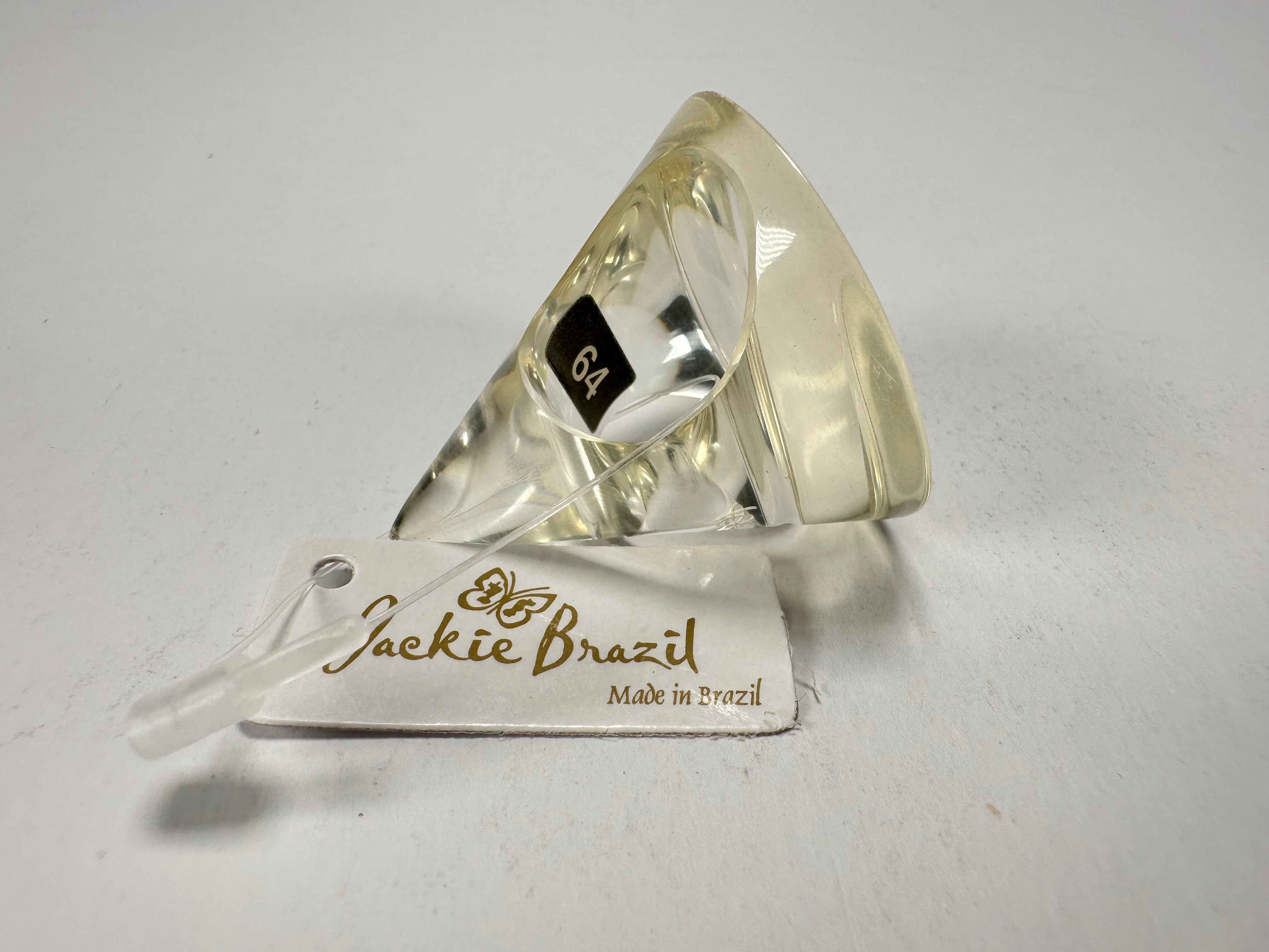 Jackie Brazil "Acrobatic" Transparent Crystal Flat Round Resin Ring ( R2605 ) Size UK P / US 8