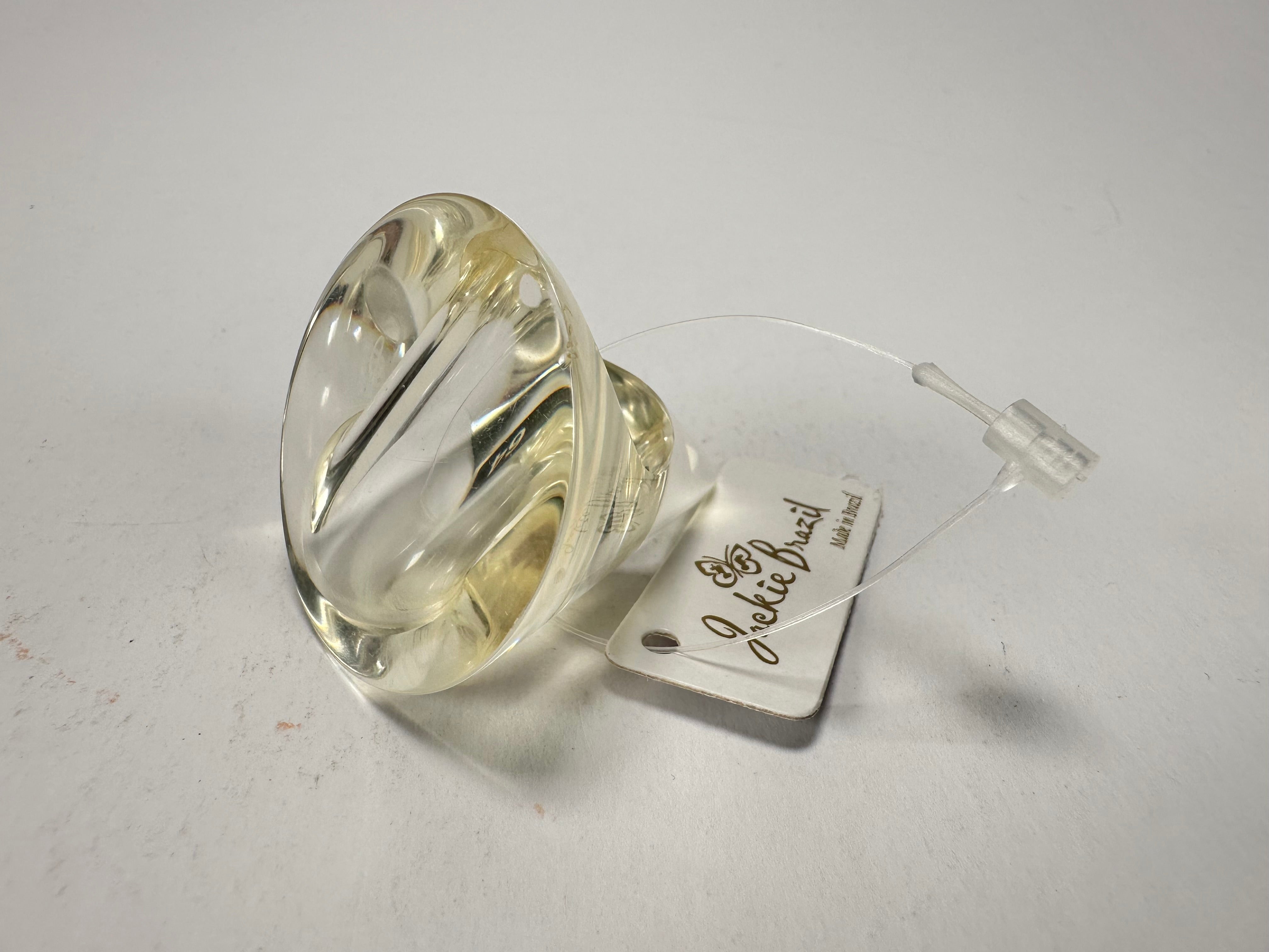 Jackie Brazil "Acrobatic" Transparent Crystal Flat Round Resin Ring ( R2605 ) Size UK P / US 8