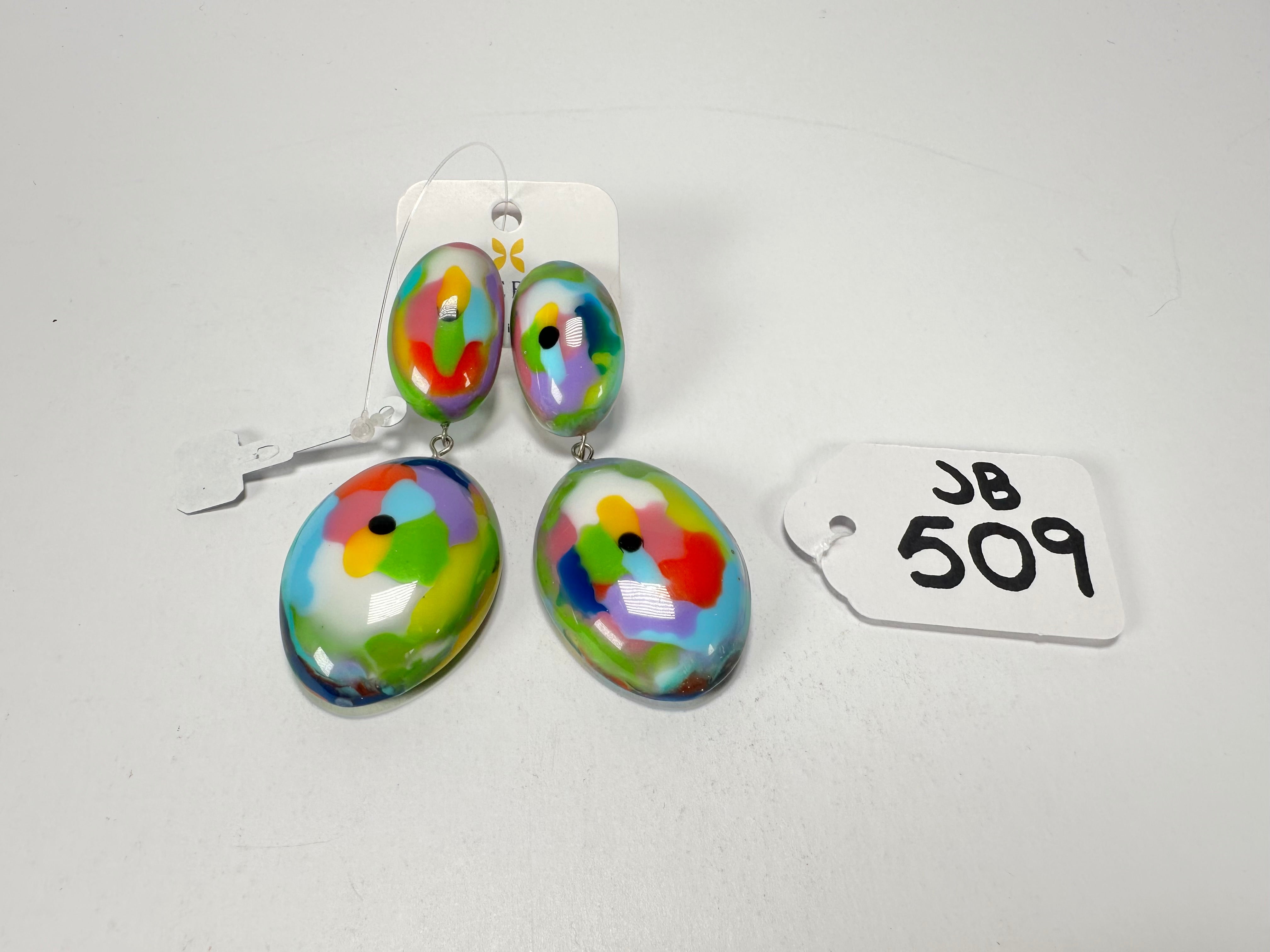 Jackie Brazil "Kandinsky" Medium Riverstone Double Pendant Resin Earrings ( E3900 )