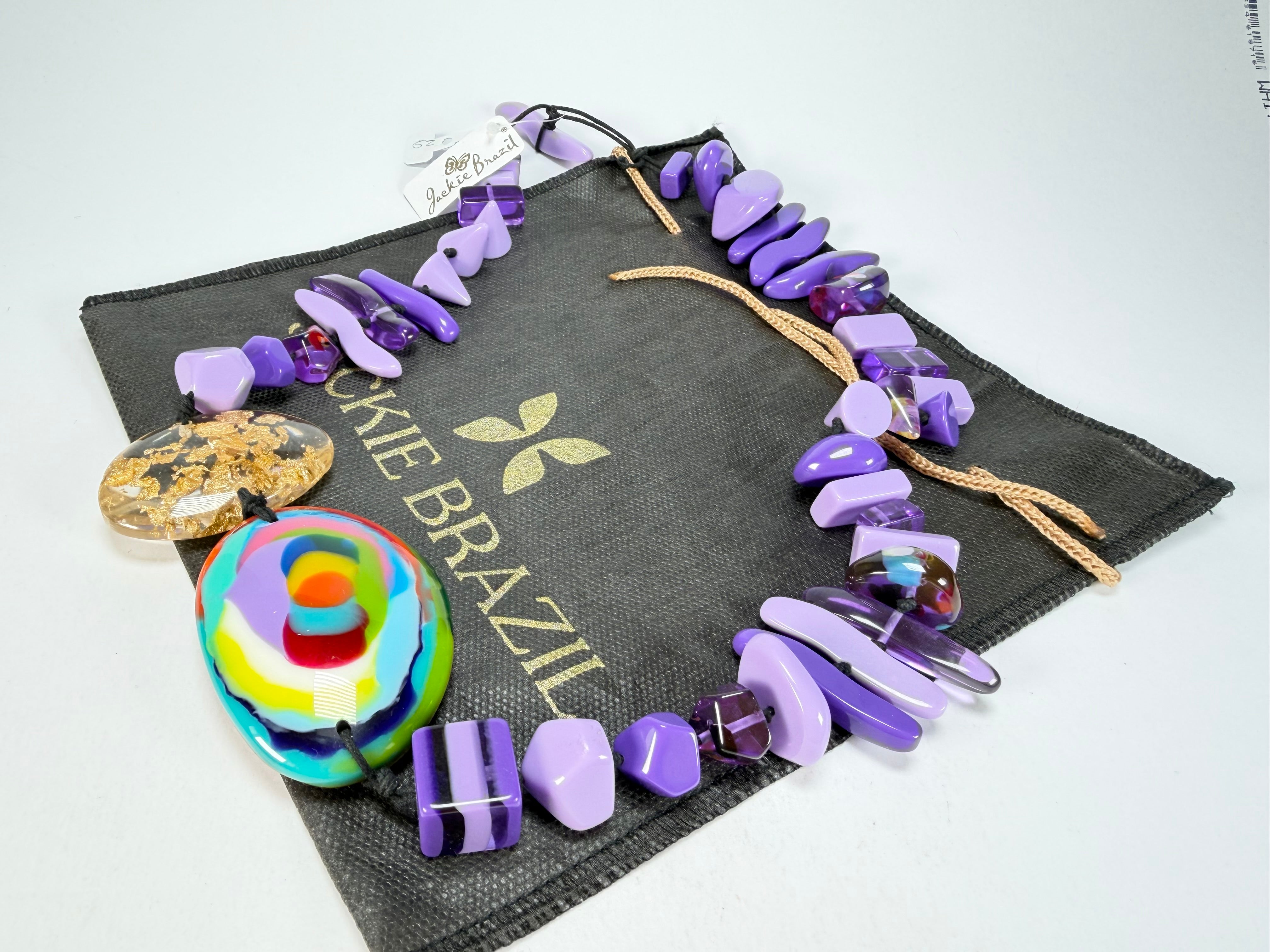 Jackie Brazil "Fusion" Purple Mix Long 110cm Bead Necklace ( N0040 )