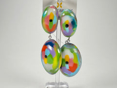 Jackie Brazil "Kandinsky" Medium Riverstone Double Pendant Resin Earrings ( E3900 )