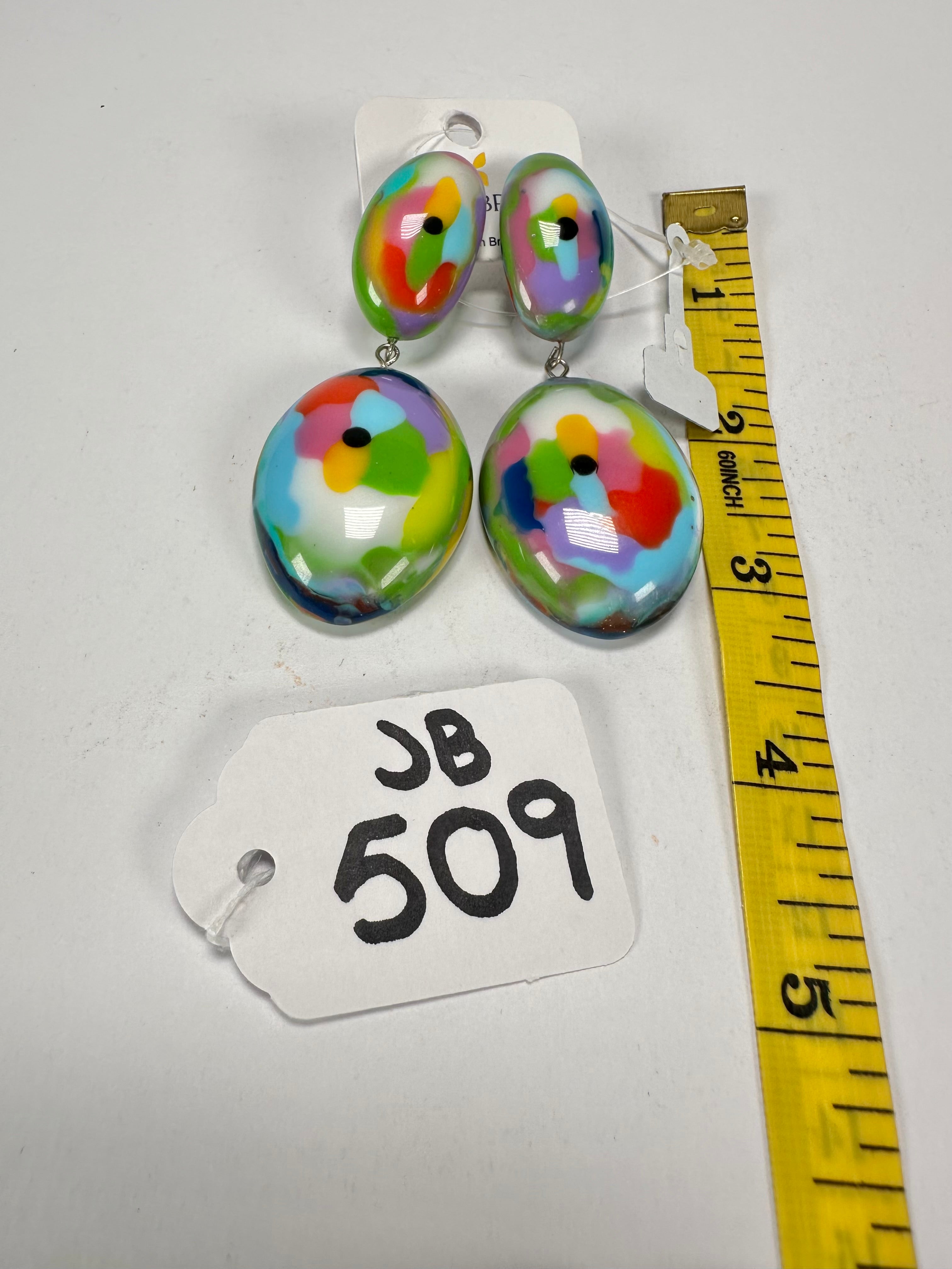 Jackie Brazil "Kandinsky" Medium Riverstone Double Pendant Resin Earrings ( E3900 )