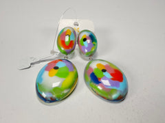 Jackie Brazil "Kandinsky" Medium Riverstone Double Pendant Resin Earrings ( E3900 )