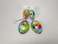 Jackie Brazil "Kandinsky" Medium Riverstone Double Pendant Resin Earrings ( E3900 )