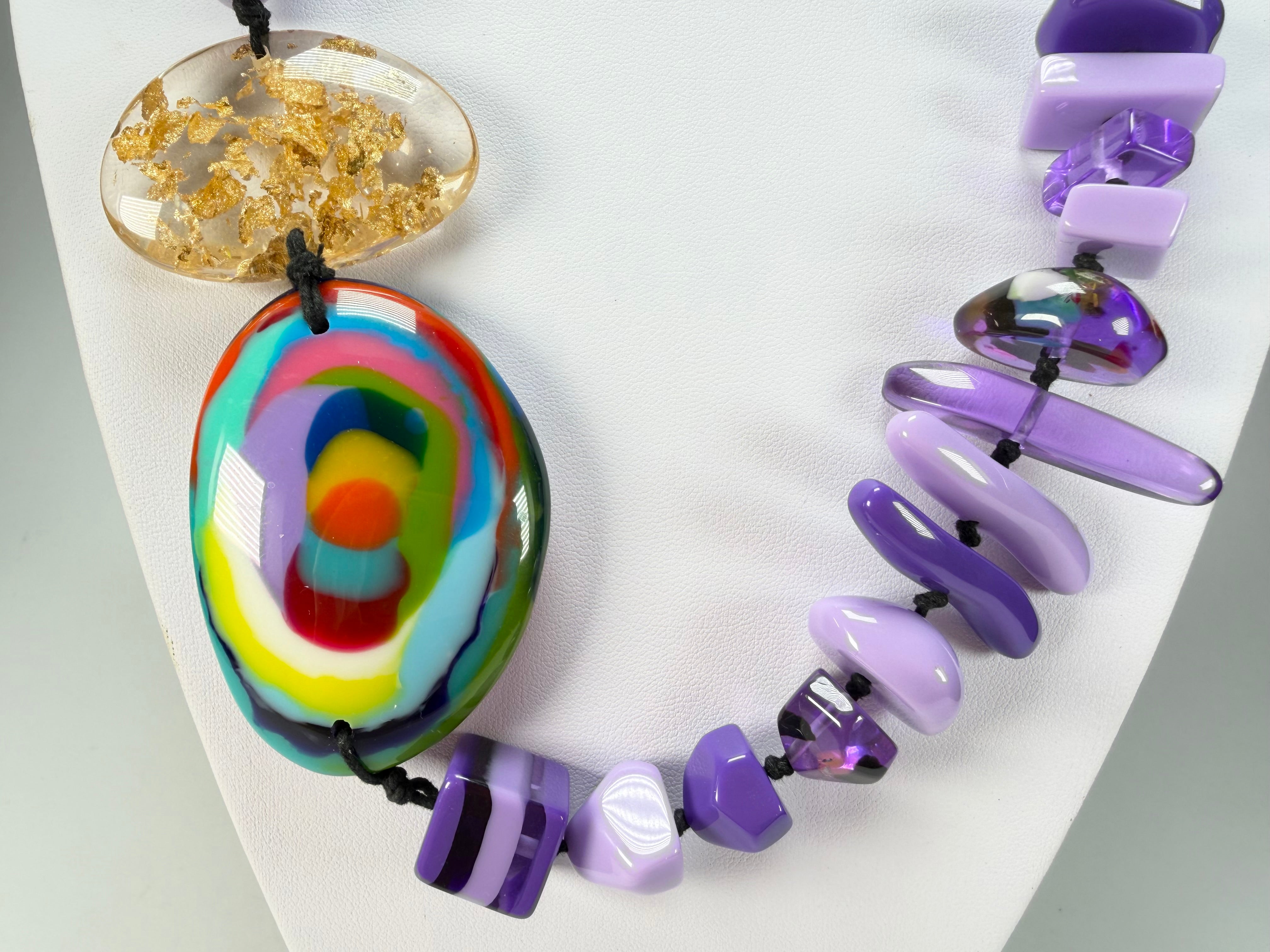 Jackie Brazil "Fusion" Purple Mix Long 110cm Bead Necklace ( N0040 )