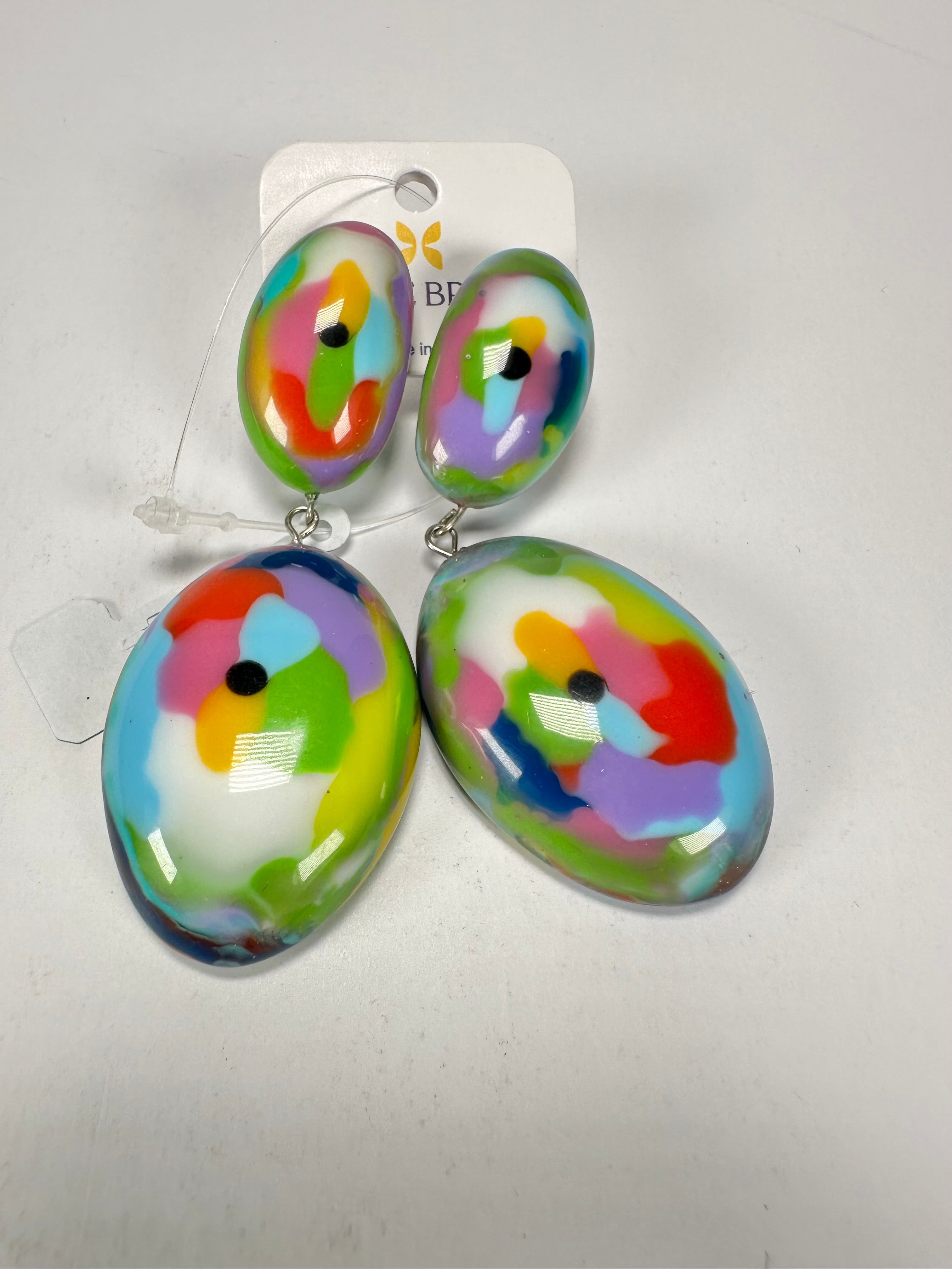 Jackie Brazil "Kandinsky" Medium Riverstone Double Pendant Resin Earrings ( E3900 )