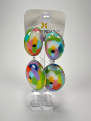 Jackie Brazil "Kandinsky" Medium Riverstone Double Pendant Resin Earrings ( E3900 )