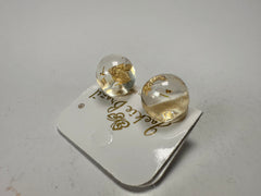 Jackie Brazil "Betty" Gold Flakes Small Ball Stud Resin Earrings ( E0095 )