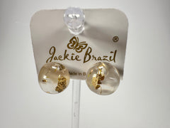 Jackie Brazil "Betty" Gold Flakes Small Ball Stud Resin Earrings ( E0095 )